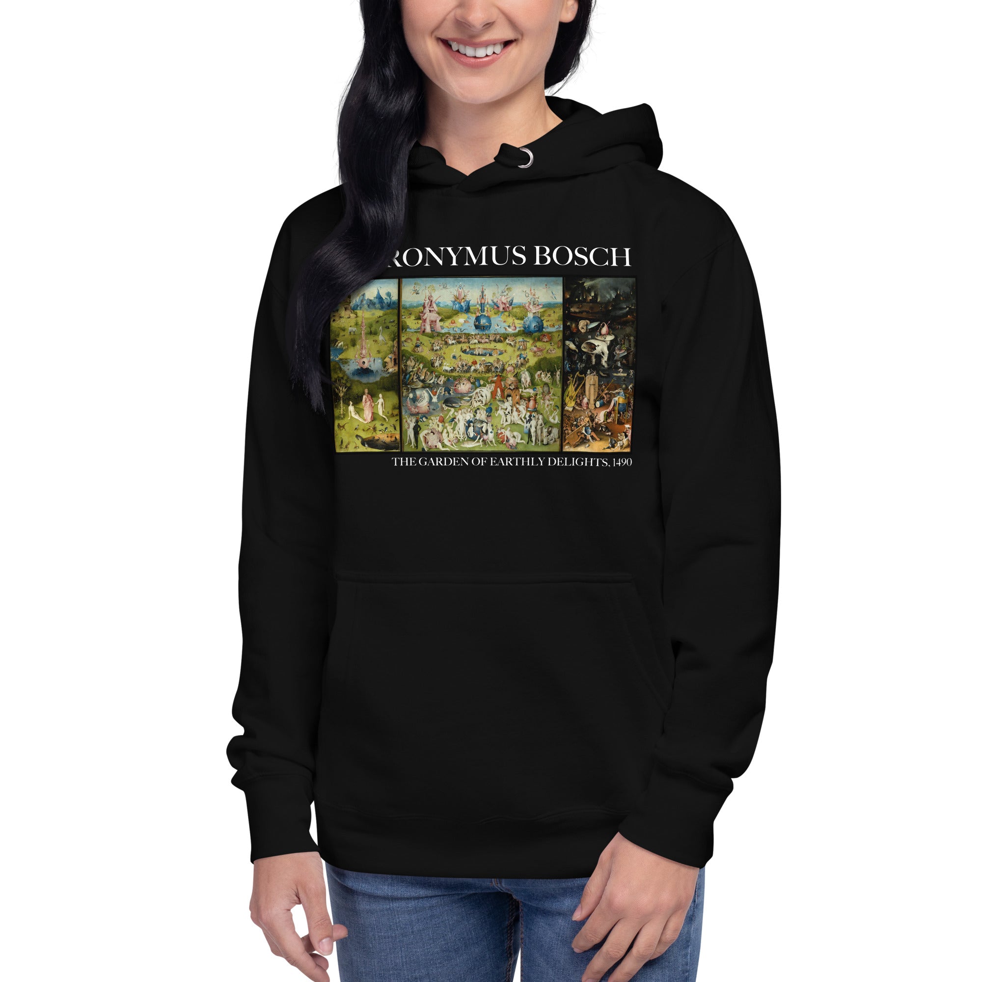 Kapuzenpullover mit berühmtem Gemälde „Der Garten der Lüste“ von Hieronymus Bosch | Unisex-Kapuzenpullover mit Premium-Kunstmotiv