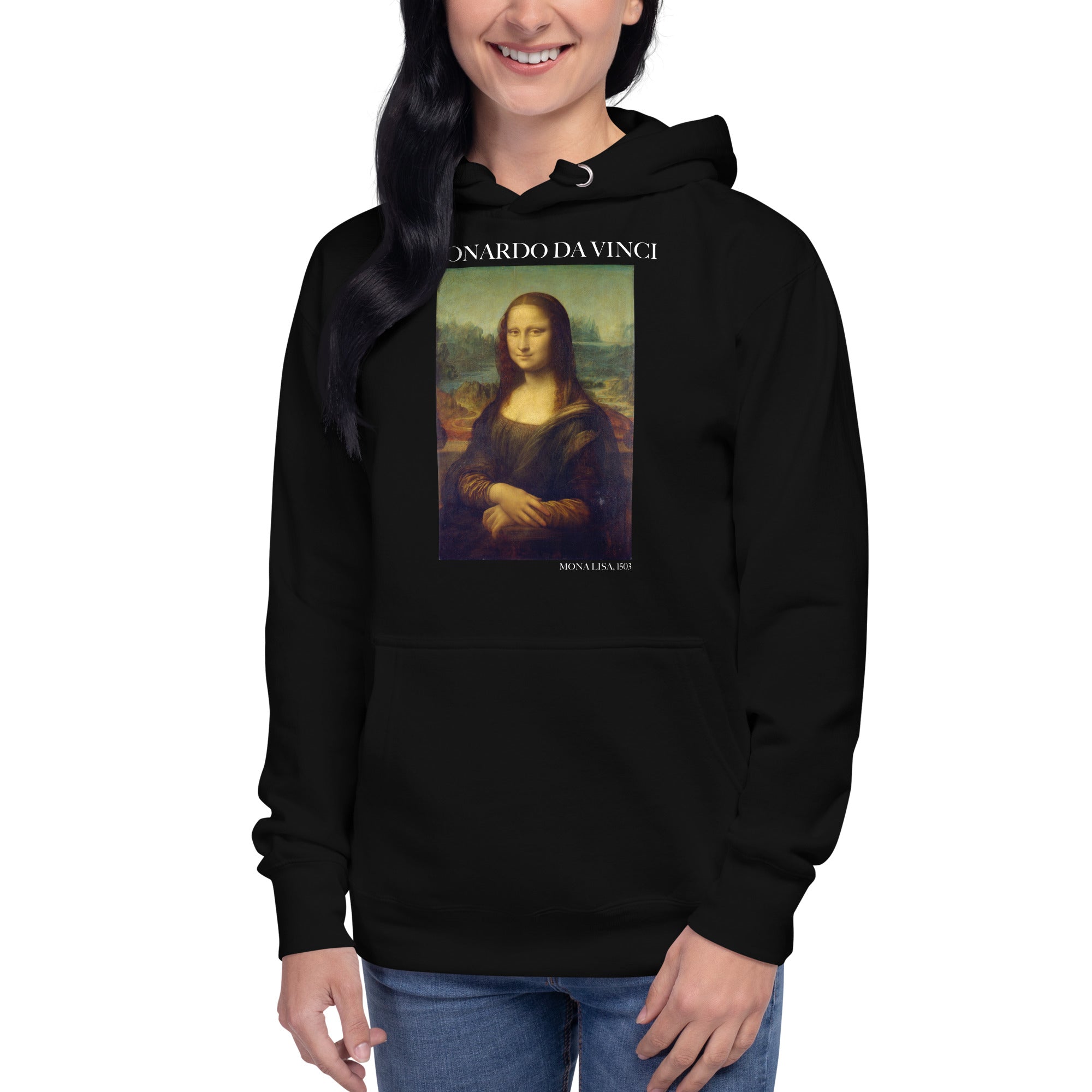 Kapuzenpullover mit berühmtem Gemälde „Mona Lisa“ von Leonardo da Vinci | Unisex-Kapuzenpullover mit Premium-Kunstmotiv