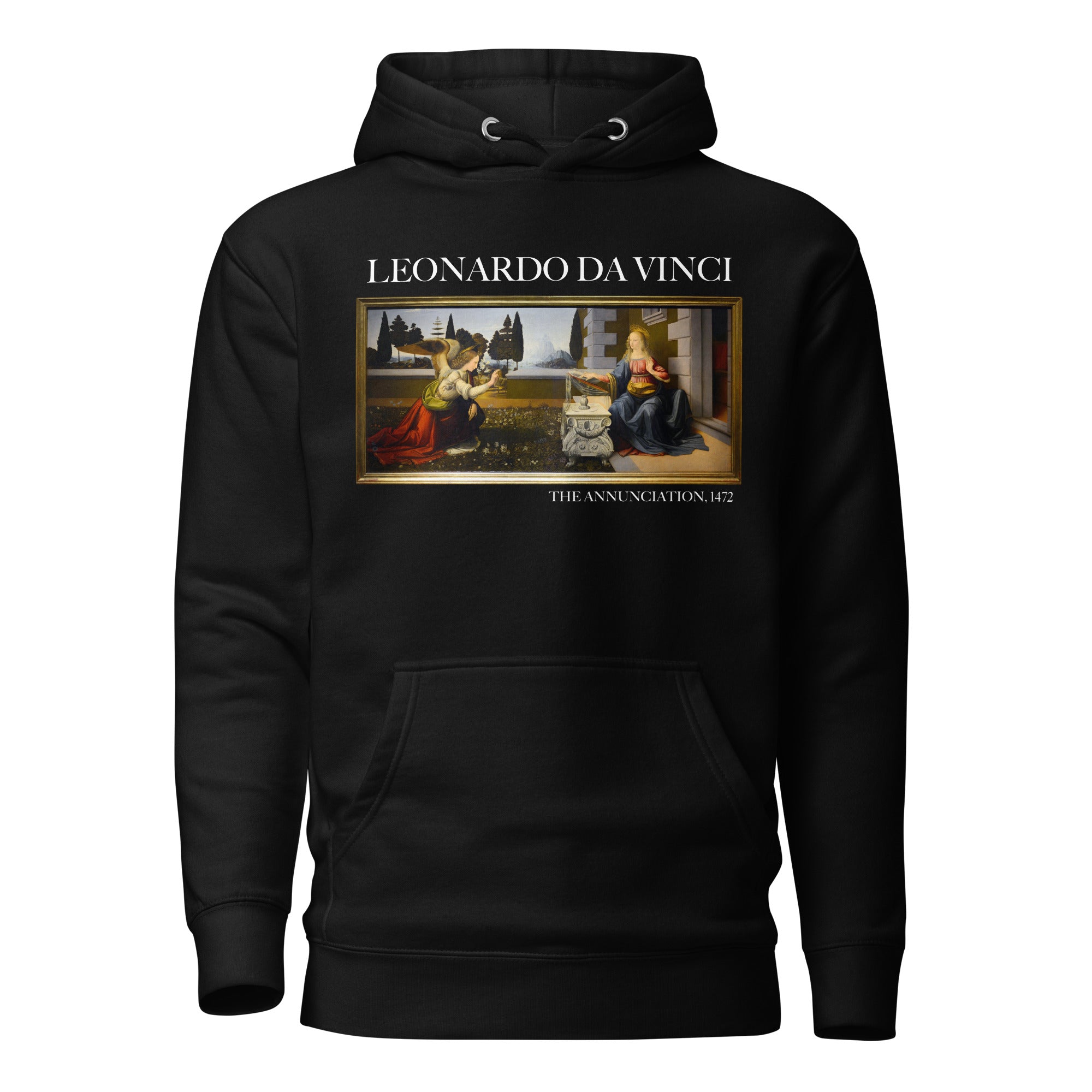 Kapuzenpullover mit berühmtem Gemälde „Die Verkündigung“ von Leonardo da Vinci | Unisex-Kapuzenpullover mit Premium-Kunstmotiv