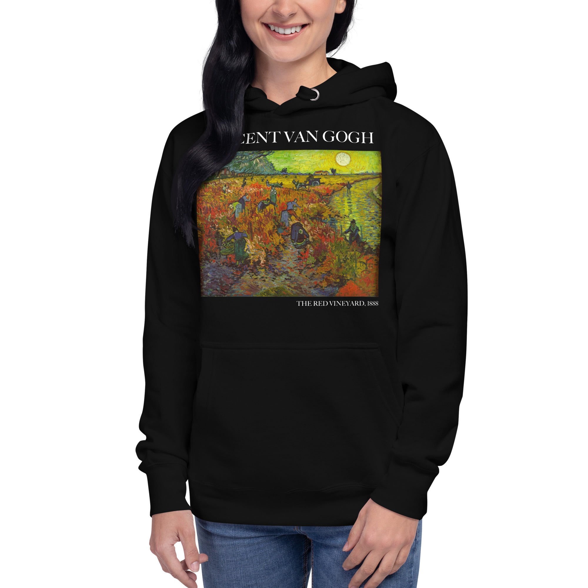 Kapuzenpullover mit berühmtem Gemälde „Der rote Weinberg“ von Vincent van Gogh | Unisex-Kapuzenpullover mit Premium-Kunstmotiv