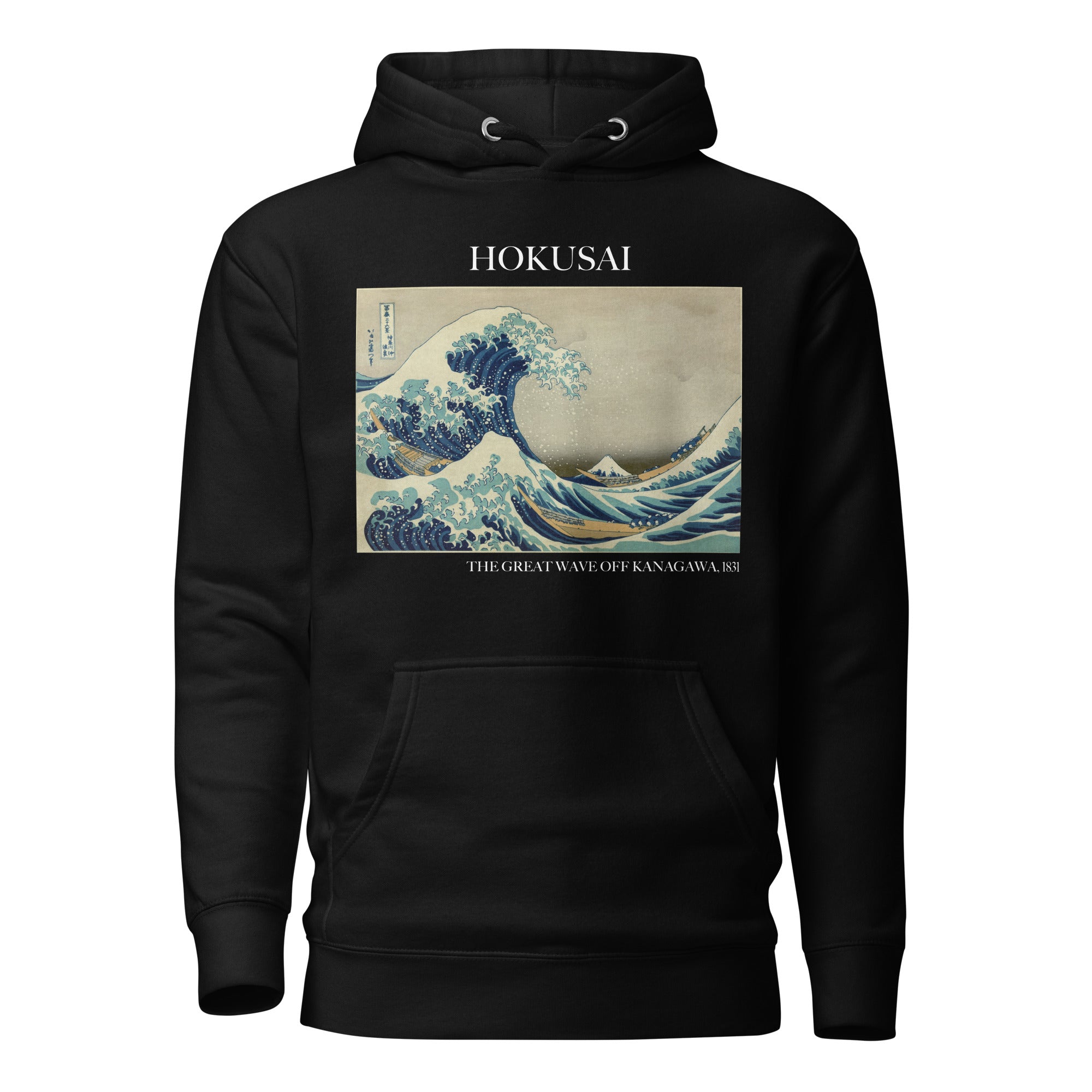 Kapuzenpullover mit berühmtem Gemälde „Die große Welle vor Kanagawa“ von Hokusai | Unisex-Kapuzenpullover mit Premium-Kunstmotiv