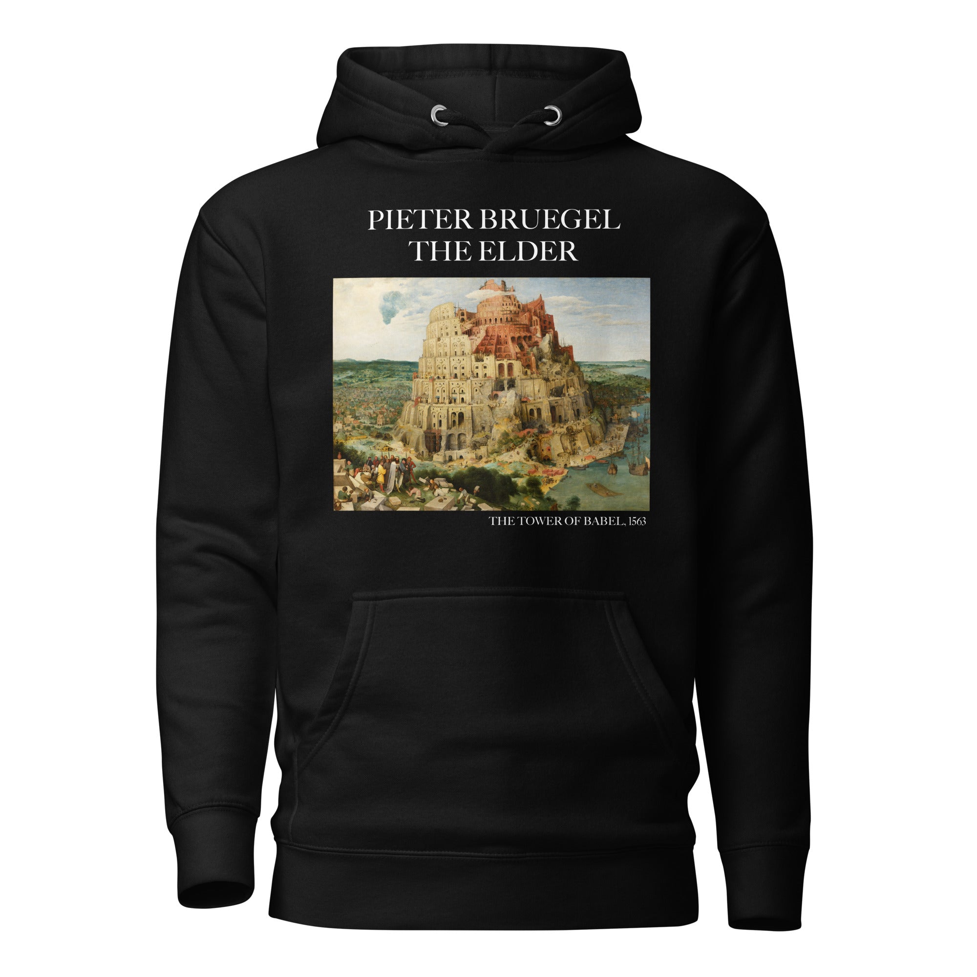 Kapuzenpullover mit berühmtem Gemälde „Der Turm zu Babel“ von Pieter Bruegel dem Älteren | Unisex-Kunst-Kapuzenpullover