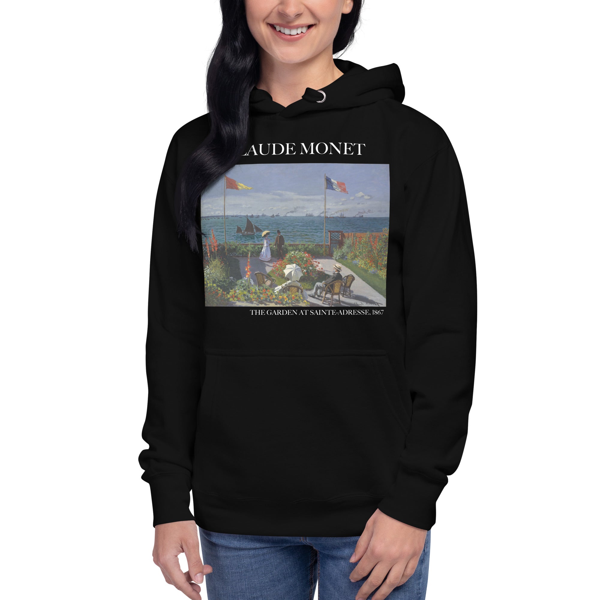 Claude Monet 'Der Garten in Sainte-Adresse' Berühmtes Gemälde Hoodie | Unisex Premium Kunst Hoodie