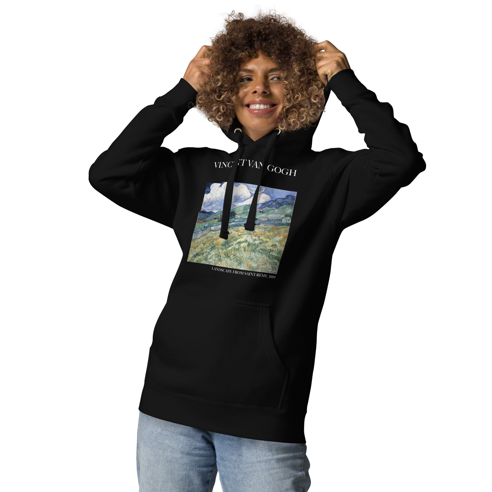 Kapuzenpullover mit berühmtem Gemälde „Landschaft von Saint-Rémy“ von Vincent van Gogh | Unisex-Kapuzenpullover mit Premium-Kunstmotiv