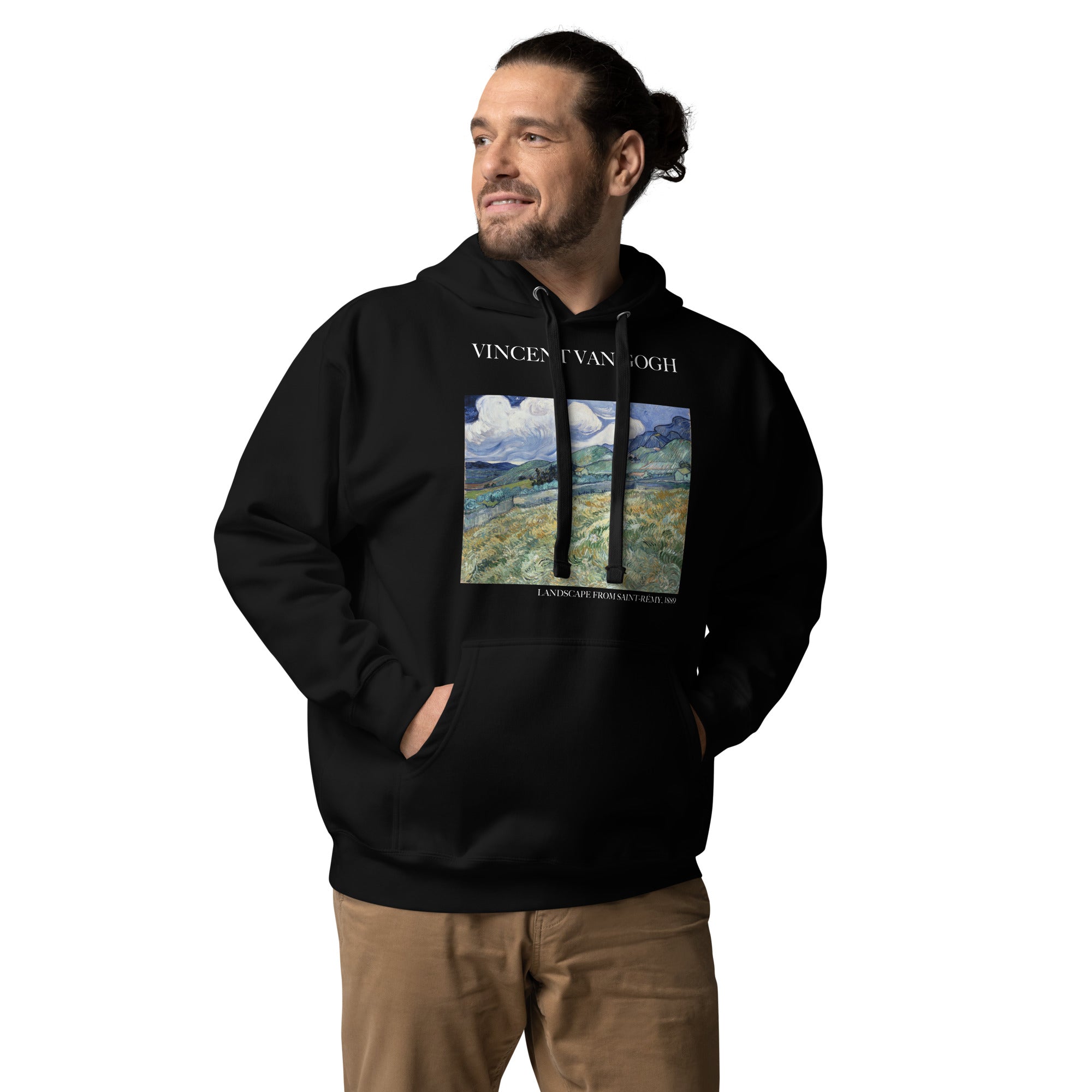 Kapuzenpullover mit berühmtem Gemälde „Landschaft von Saint-Rémy“ von Vincent van Gogh | Unisex-Kapuzenpullover mit Premium-Kunstmotiv