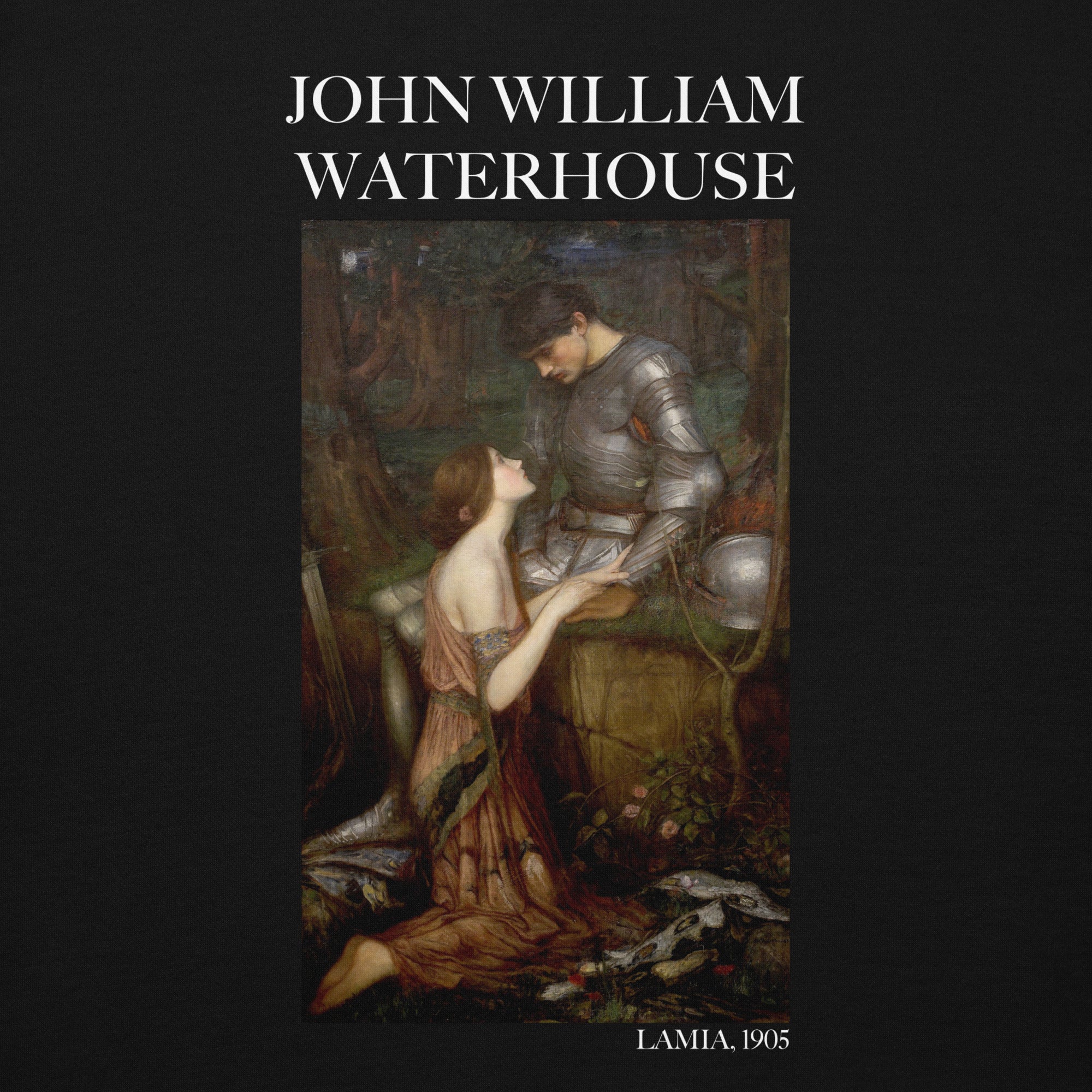 Kapuzenpullover mit berühmtem Gemälde „Lamia“ von John William Waterhouse | Unisex-Premium-Kunst-Kapuzenpullover