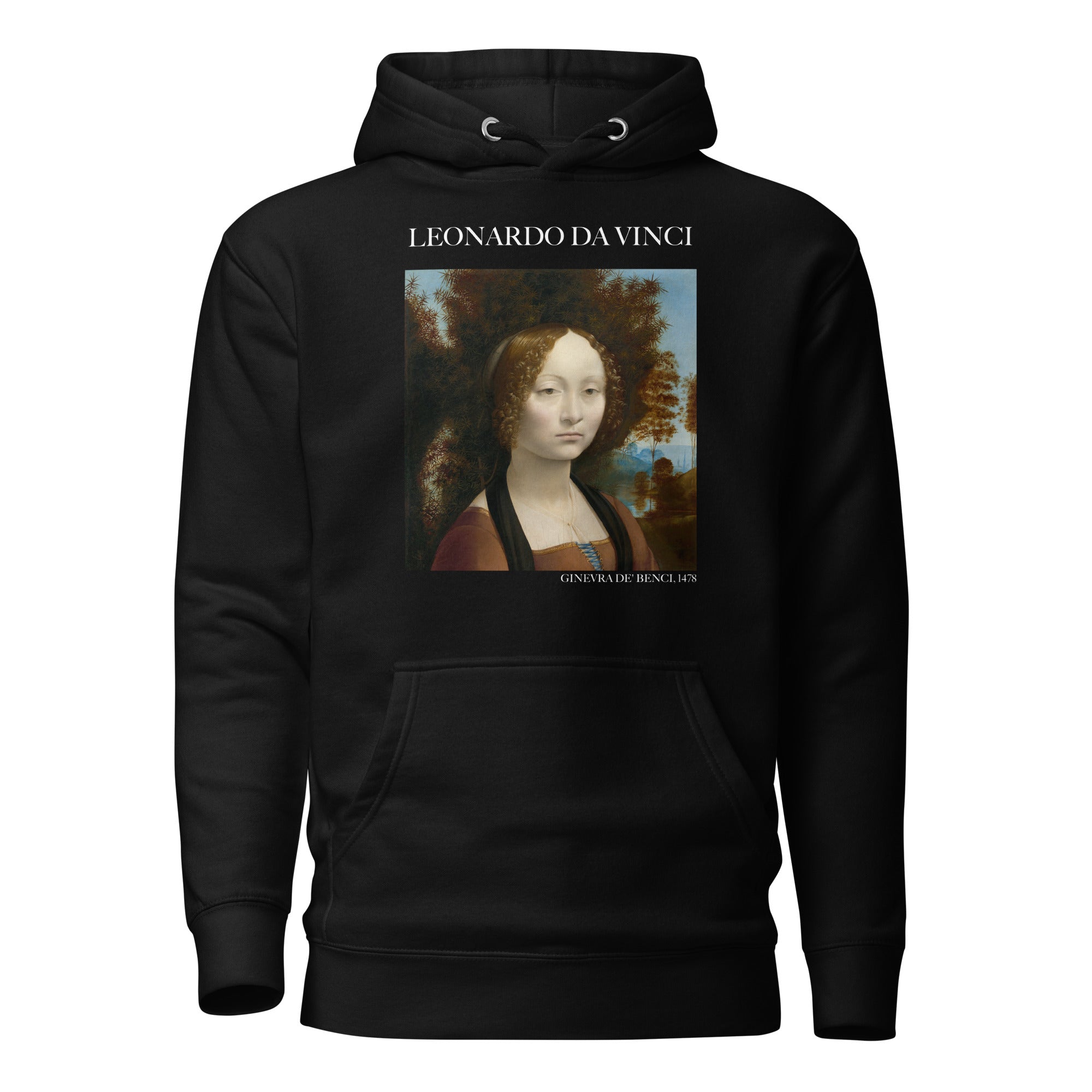 Kapuzenpullover mit berühmtem Gemälde „Ginevra de‘ Benci“ von Leonardo da Vinci | Unisex-Kapuzenpullover mit Premium-Kunstmotiv