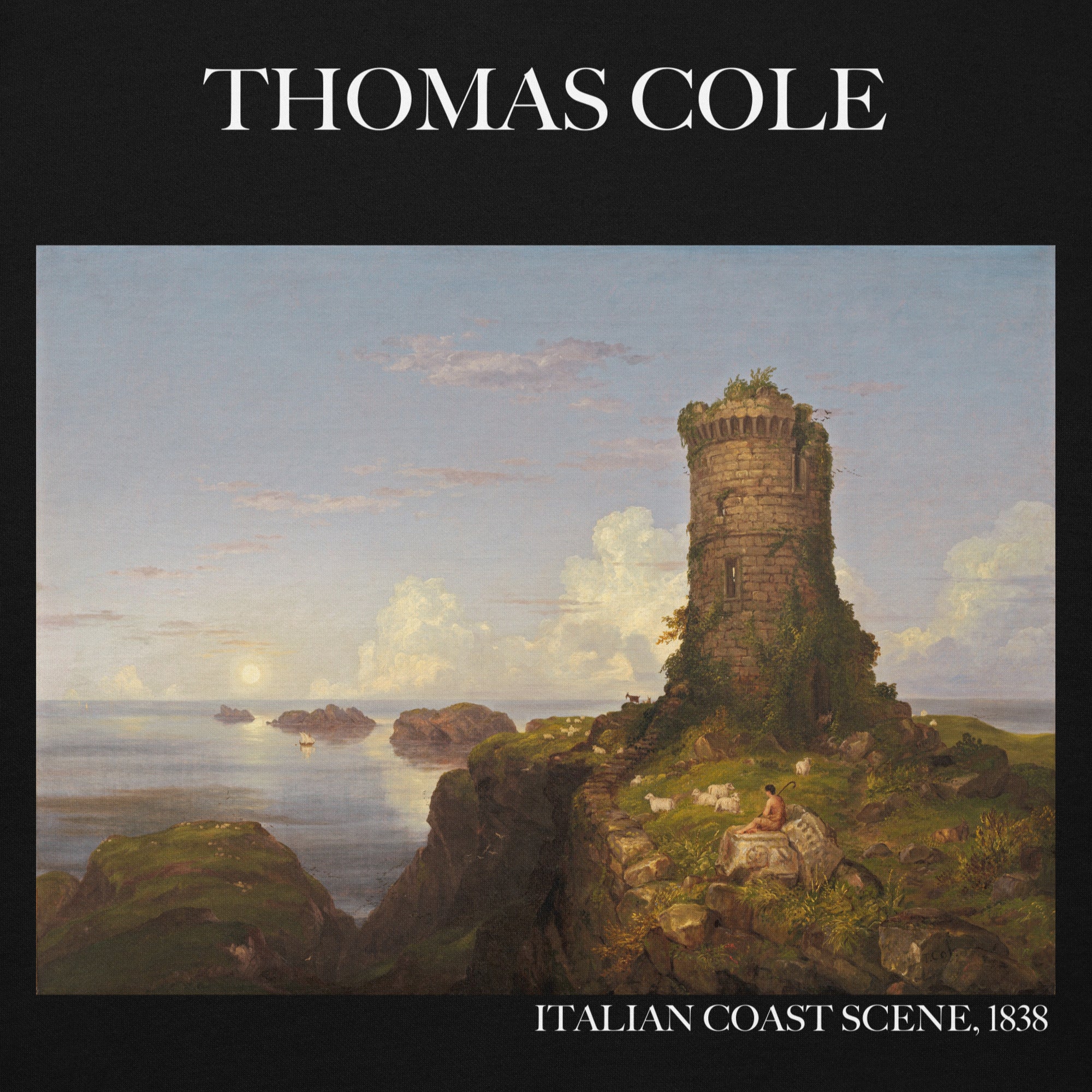 Thomas Cole Kapuzenpullover „Italienische Küstenszene“ Berühmtes Gemälde | Unisex Premium Kunst Kapuzenpullover