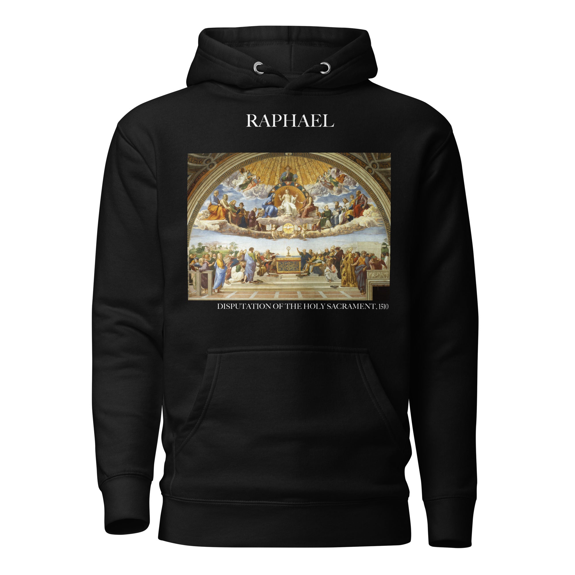 Kapuzenpullover mit berühmtem Gemälde „Disputation des Heiligen Abendmahls“ von Raphael | Unisex-Kapuzenpullover mit Premium-Kunstmotiv