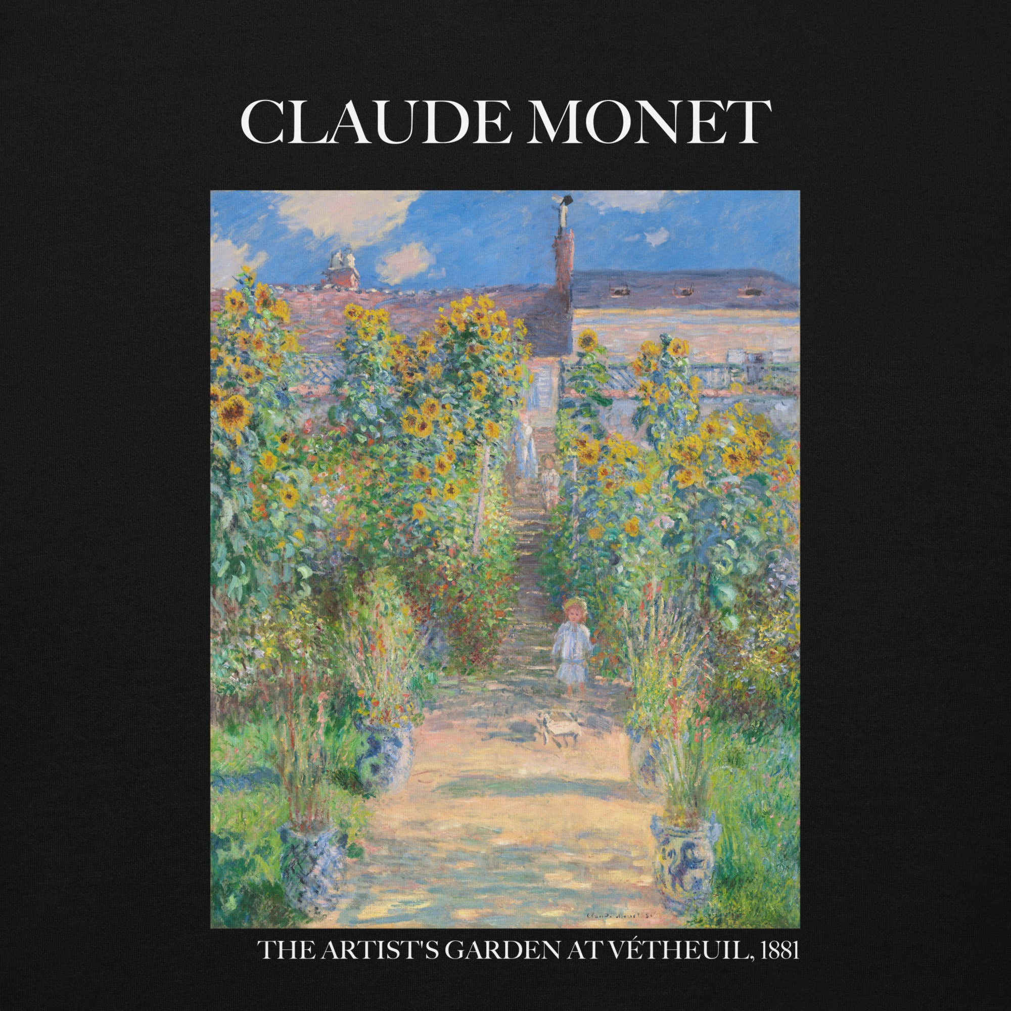 Claude Monet 'Der Garten des Künstlers in Vétheuil' Berühmtes Gemälde Hoodie | Unisex Premium Kunst Hoodie