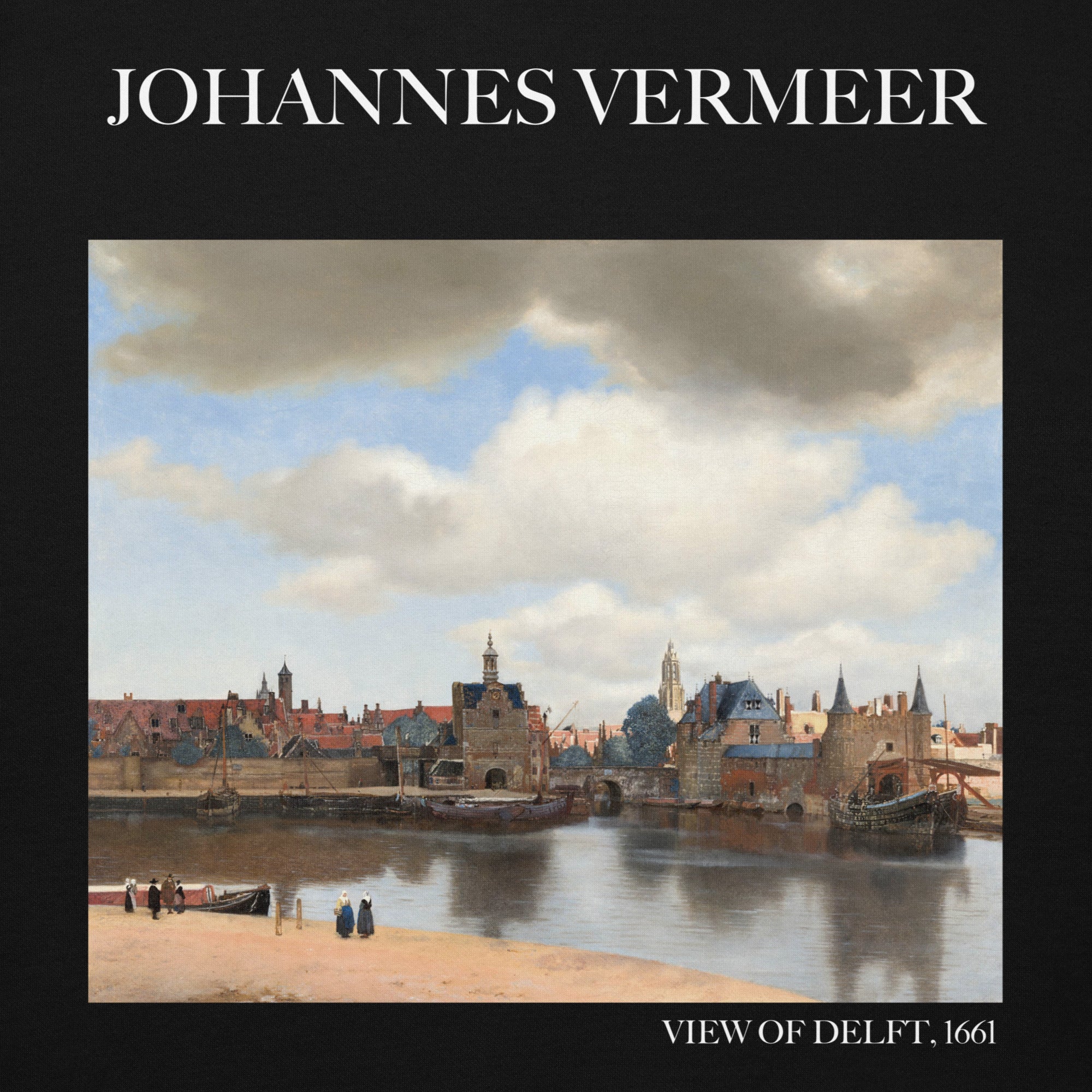 Johannes Vermeer 'Blick auf Delft' Berühmtes Gemälde Hoodie | Unisex Premium Kunst Hoodie