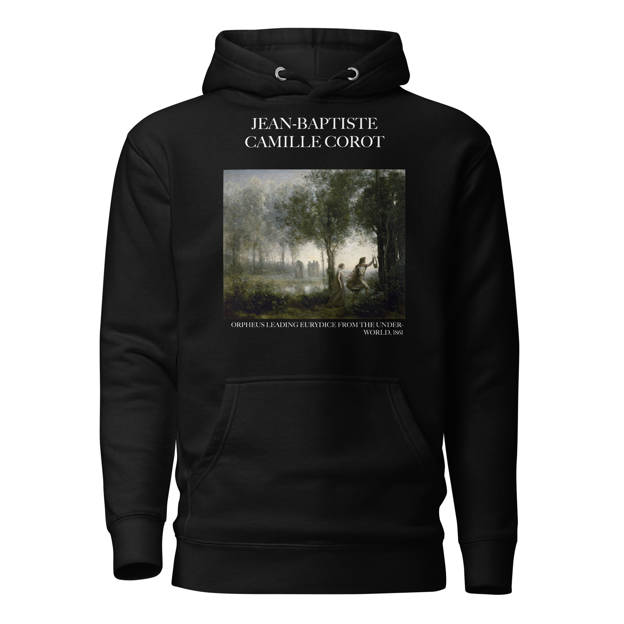 Jean-Baptiste Camille Corot 'Orpheus Leading Eurydice from the Underworld' Famous Painting Hoodie | Unisex Premium Art Hoodie