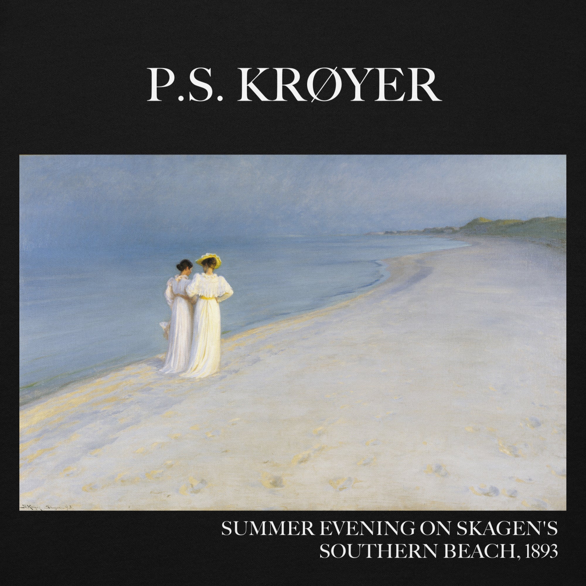 PS Krøyer „Sommerabend am Südstrand von Skagen“ – Kapuzenpullover mit berühmtem Gemälde | Unisex-Premium-Kunst-Kapuzenpullover