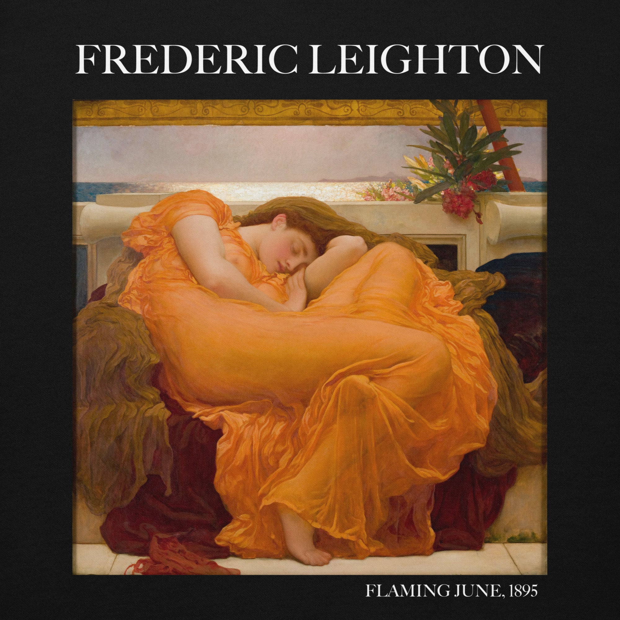 Kapuzenpullover mit berühmtem Gemälde „Flaming June“ von Frederic Leighton | Unisex-Kapuzenpullover mit Premium-Kunstmotiv