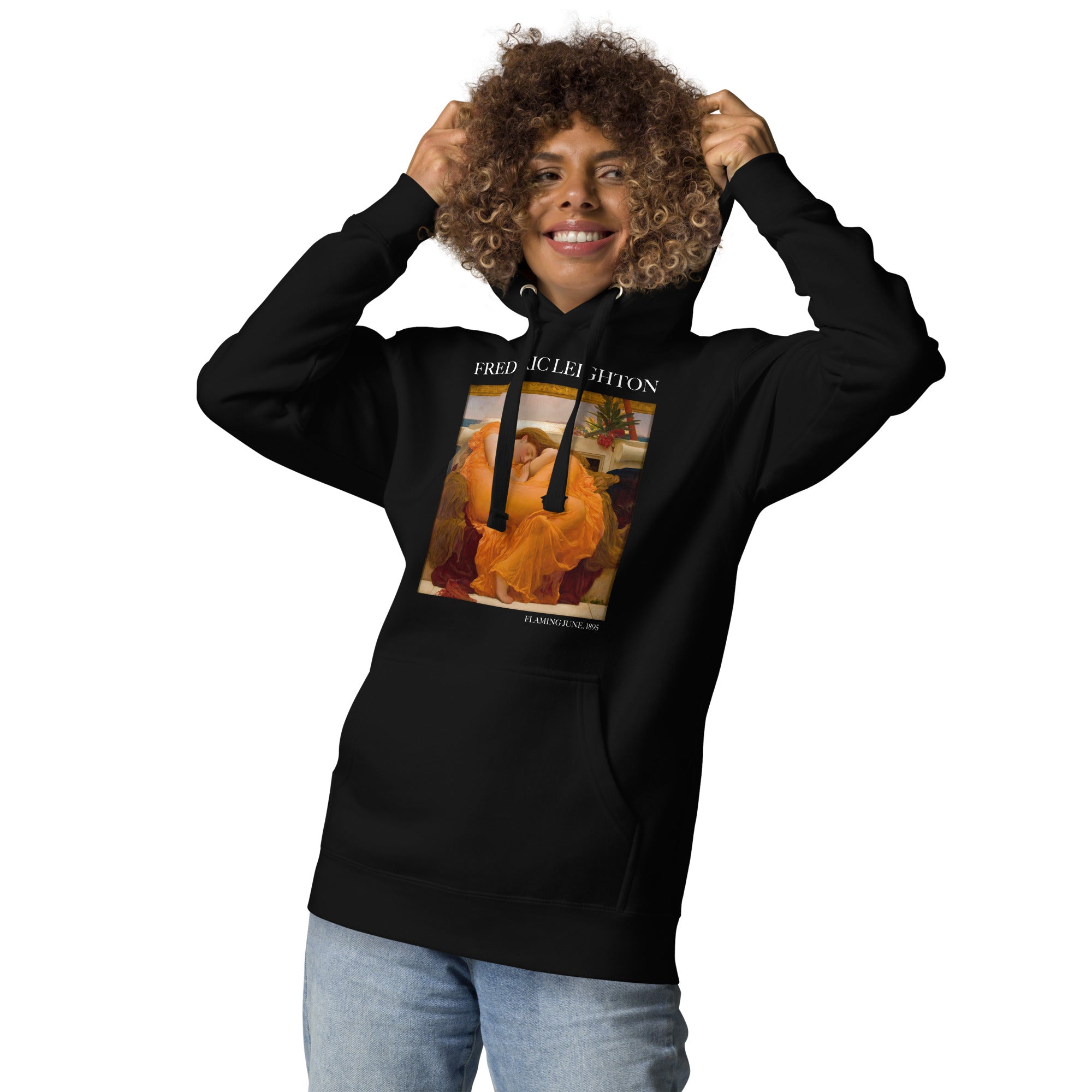 Kapuzenpullover mit berühmtem Gemälde „Flaming June“ von Frederic Leighton | Unisex-Kapuzenpullover mit Premium-Kunstmotiv