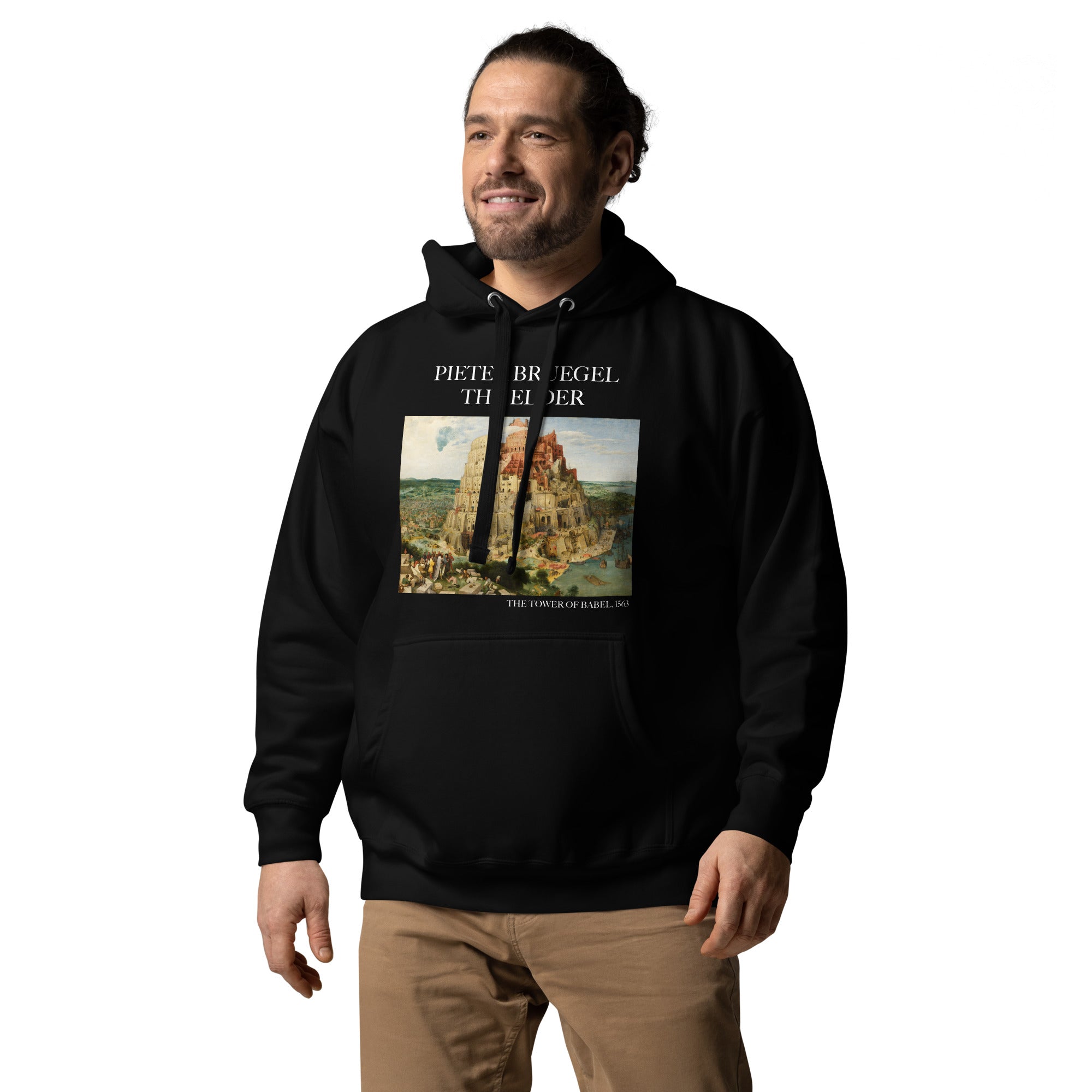 Kapuzenpullover mit berühmtem Gemälde „Der Turm zu Babel“ von Pieter Bruegel dem Älteren | Unisex-Kunst-Kapuzenpullover