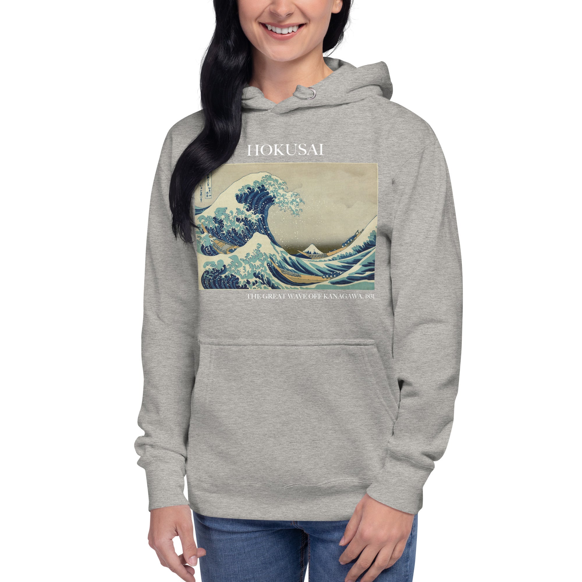 Kapuzenpullover mit berühmtem Gemälde „Die große Welle vor Kanagawa“ von Hokusai | Unisex-Kapuzenpullover mit Premium-Kunstmotiv