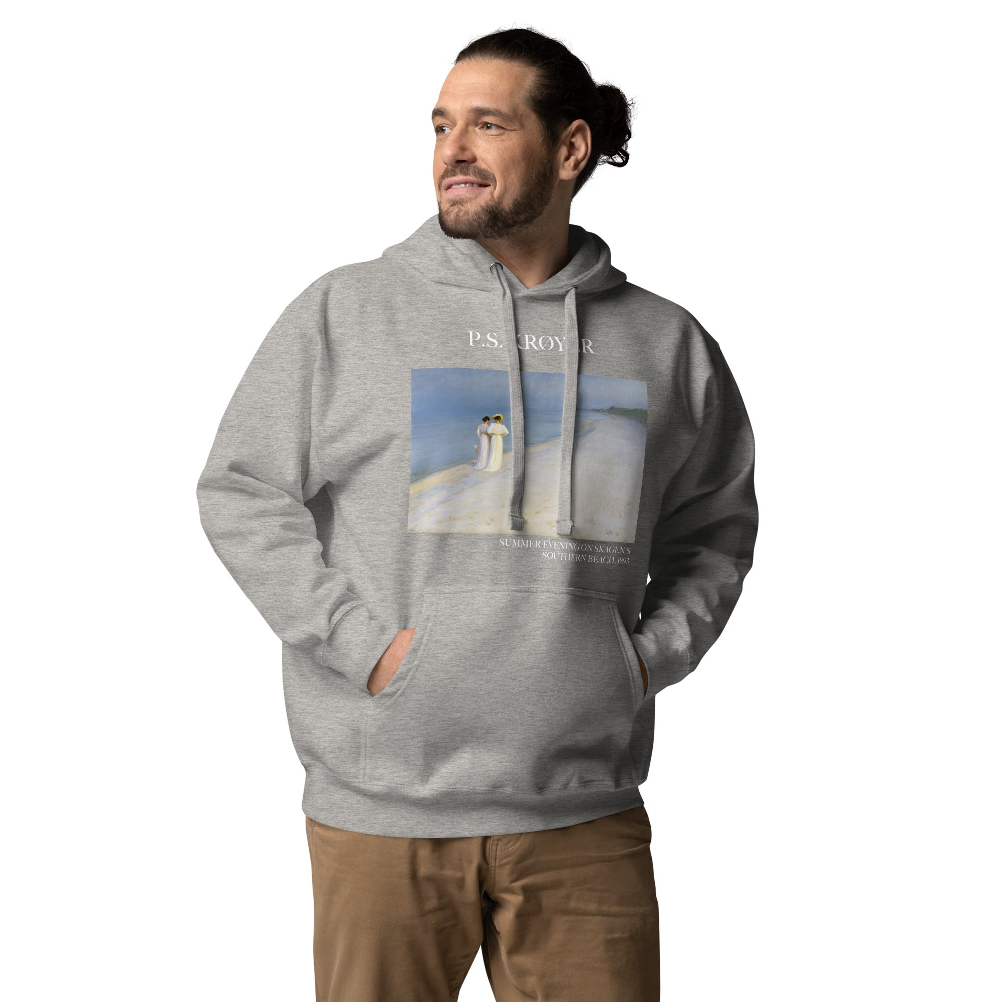 PS Krøyer „Sommerabend am Südstrand von Skagen“ – Kapuzenpullover mit berühmtem Gemälde | Unisex-Premium-Kunst-Kapuzenpullover