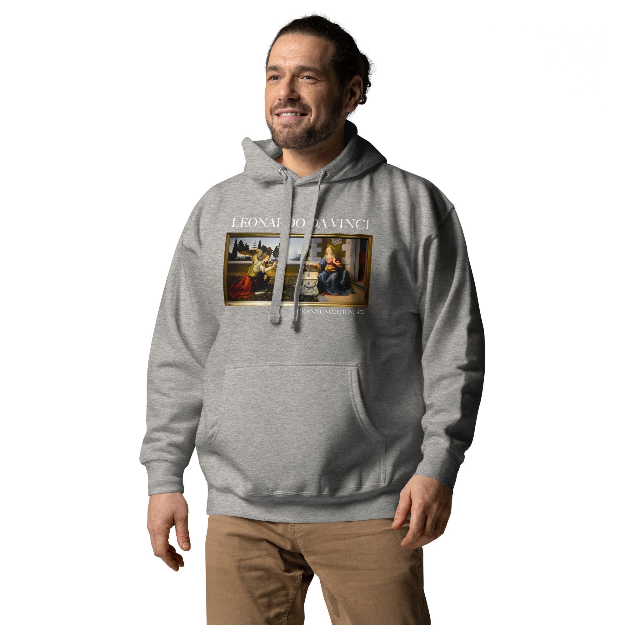 Kapuzenpullover mit berühmtem Gemälde „Die Verkündigung“ von Leonardo da Vinci | Unisex-Kapuzenpullover mit Premium-Kunstmotiv