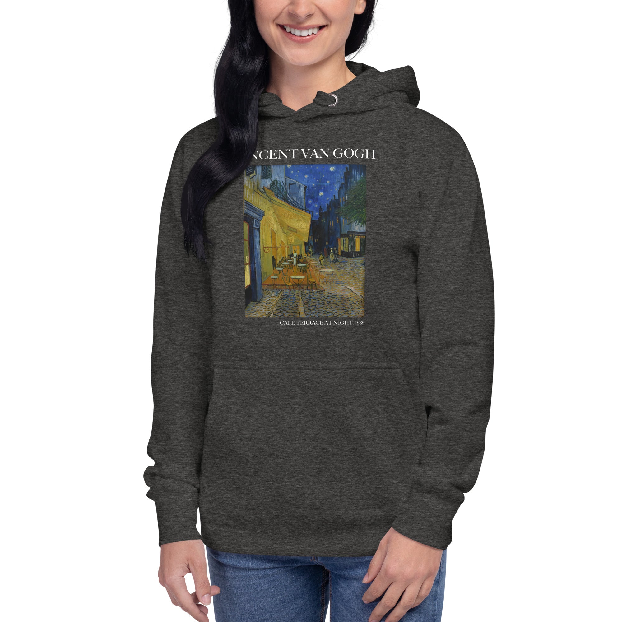 Kapuzenpullover mit berühmtem Gemälde „Caféterrasse bei Nacht“ von Vincent van Gogh | Unisex-Kapuzenpullover mit Premium-Kunstmotiv