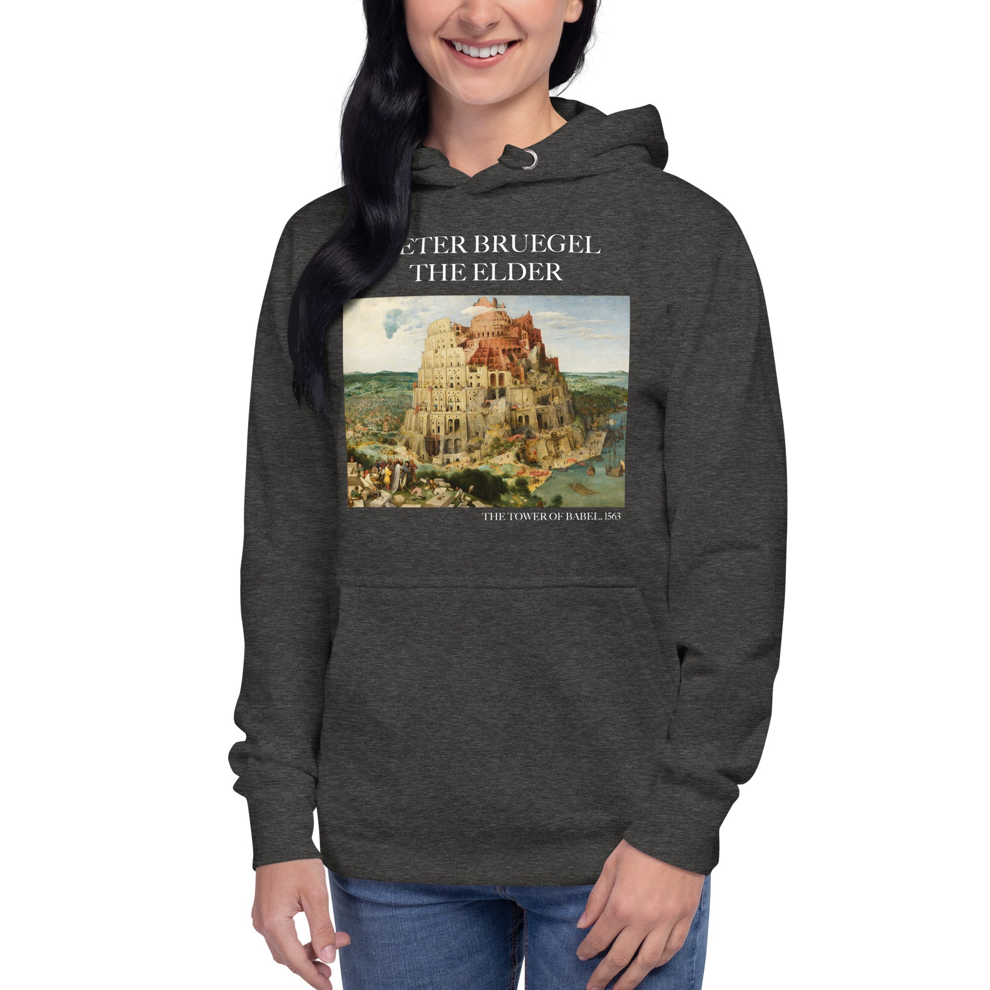 Kapuzenpullover mit berühmtem Gemälde „Der Turm zu Babel“ von Pieter Bruegel dem Älteren | Unisex-Kunst-Kapuzenpullover