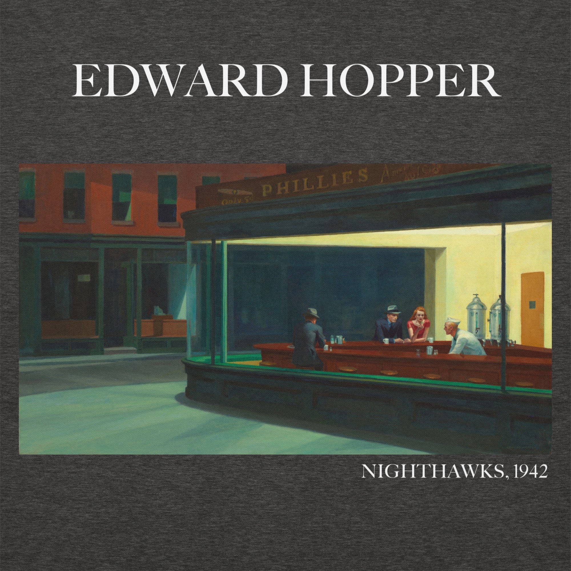 Kapuzenpullover mit berühmtem Gemälde „Nighthawks“ von Edward Hopper | Unisex-Kapuzenpullover mit Premium-Kunstmotiv