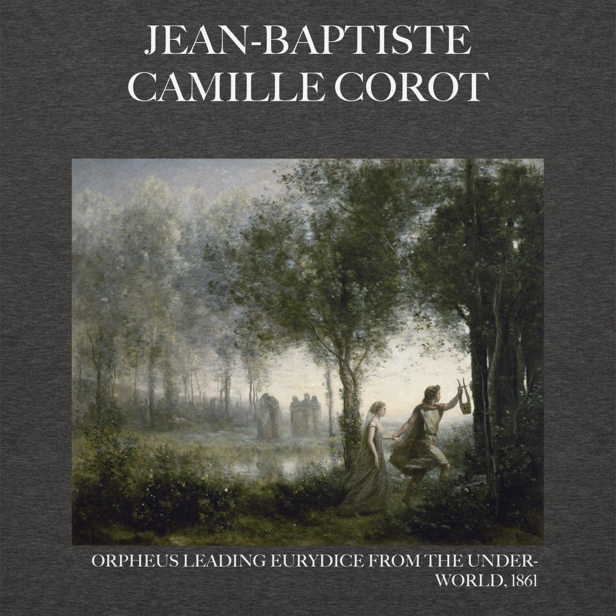 Jean-Baptiste Camille Corot 'Orpheus Leading Eurydice from the Underworld' Famous Painting Hoodie | Unisex Premium Art Hoodie