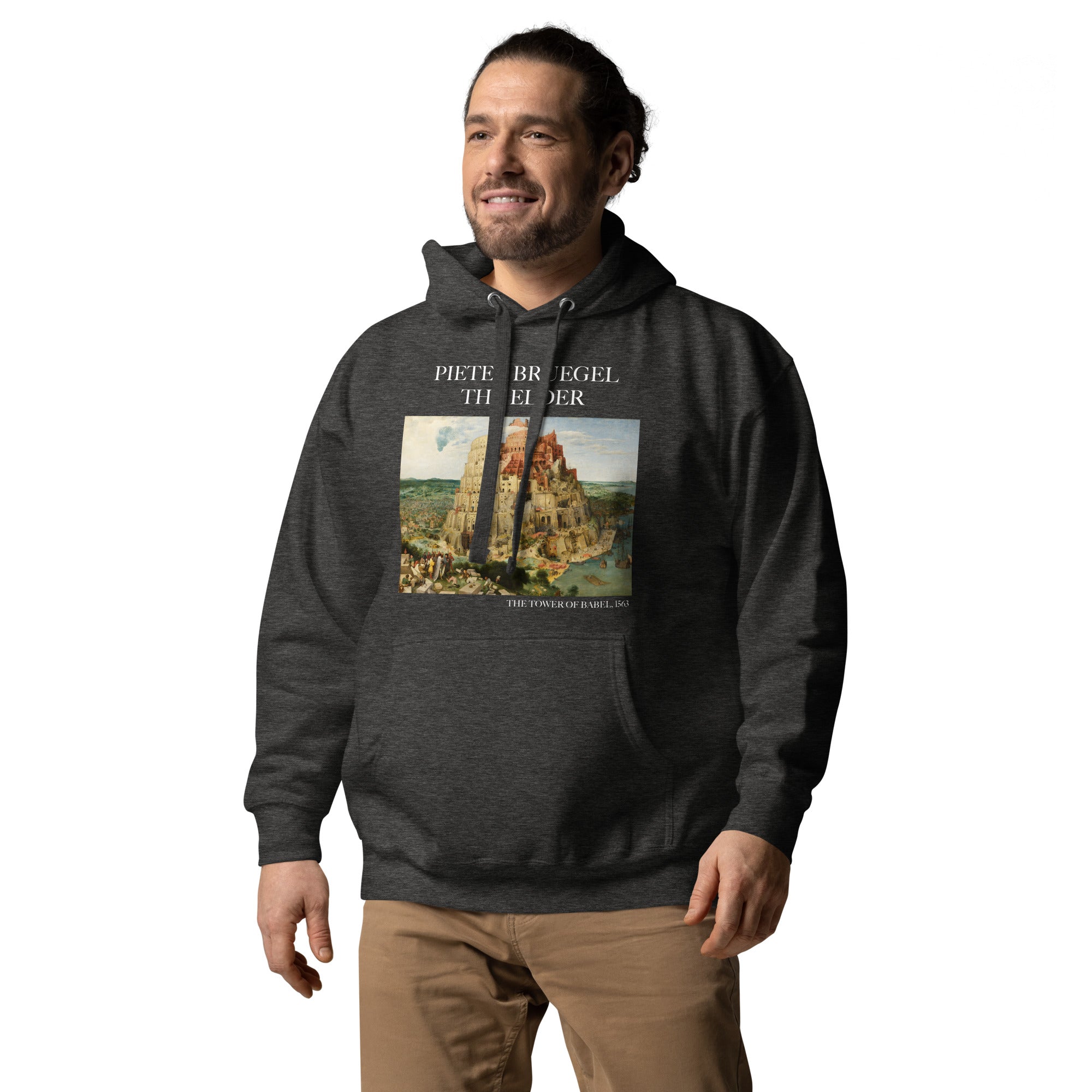 Kapuzenpullover mit berühmtem Gemälde „Der Turm zu Babel“ von Pieter Bruegel dem Älteren | Unisex-Kunst-Kapuzenpullover