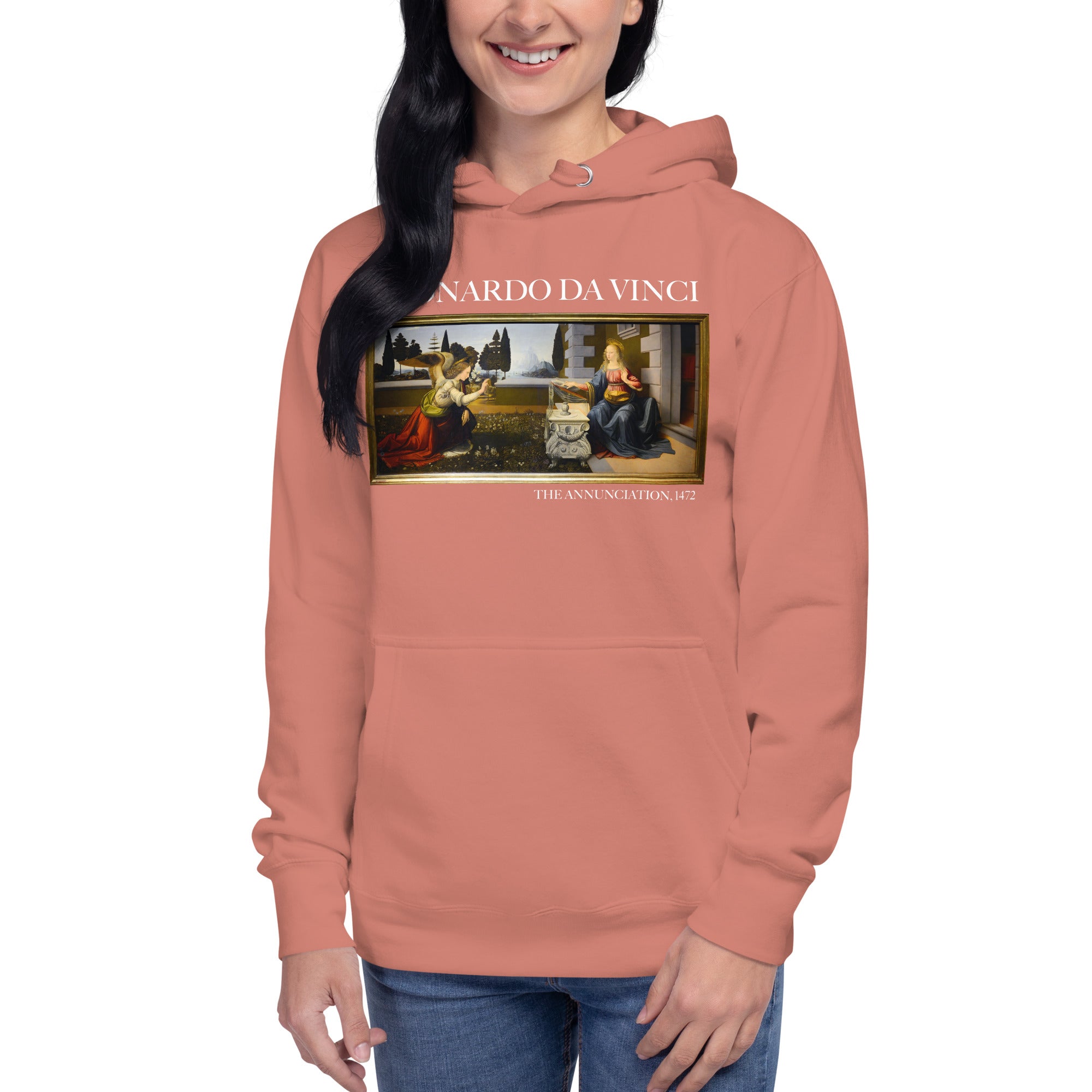 Kapuzenpullover mit berühmtem Gemälde „Die Verkündigung“ von Leonardo da Vinci | Unisex-Kapuzenpullover mit Premium-Kunstmotiv