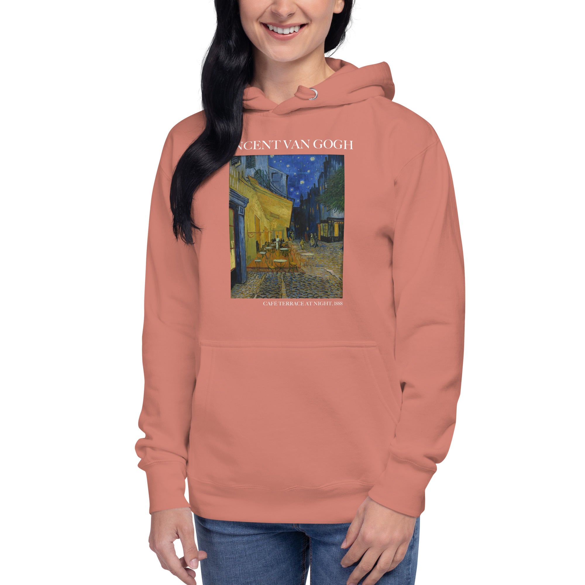 Kapuzenpullover mit berühmtem Gemälde „Caféterrasse bei Nacht“ von Vincent van Gogh | Unisex-Kapuzenpullover mit Premium-Kunstmotiv