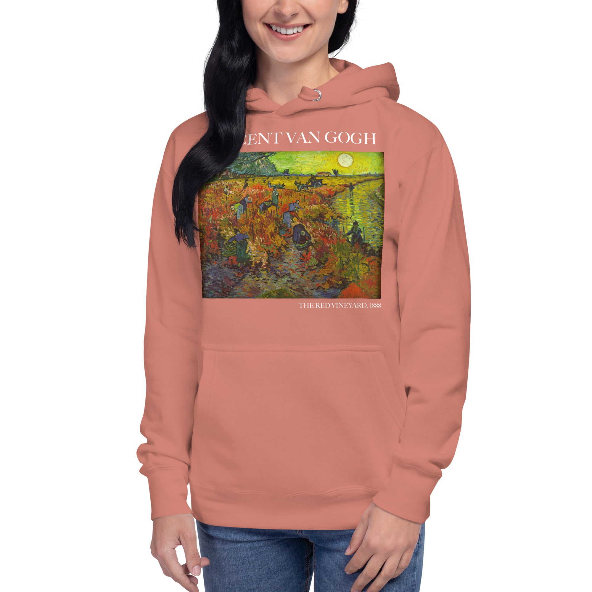 Kapuzenpullover mit berühmtem Gemälde „Der rote Weinberg“ von Vincent van Gogh | Unisex-Kapuzenpullover mit Premium-Kunstmotiv