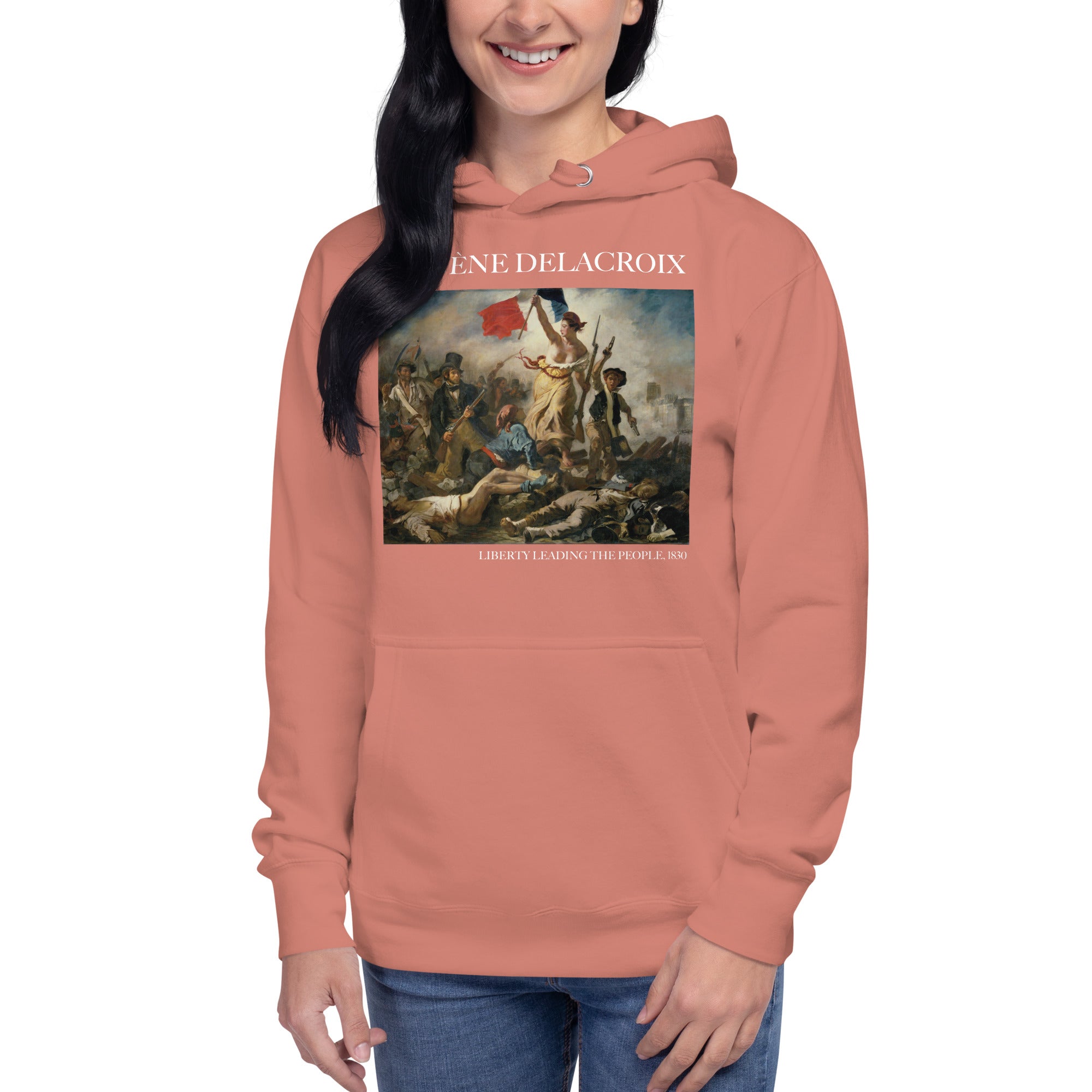 Kapuzenpullover mit berühmtem Gemälde „Die Freiheit führt das Volk“ von Eugène Delacroix | Unisex-Kunst-Kapuzenpullover