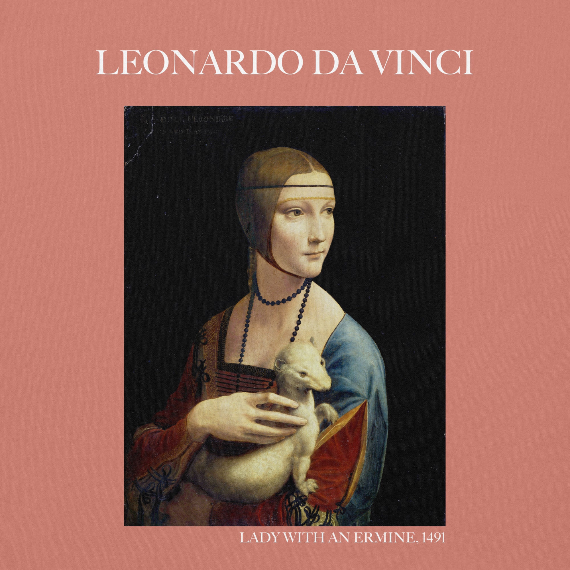 Kapuzenpullover mit berühmtem Gemälde „Die Dame mit dem Hermelin“ von Leonardo da Vinci | Unisex-Kapuzenpullover mit Premium-Kunstmotiv