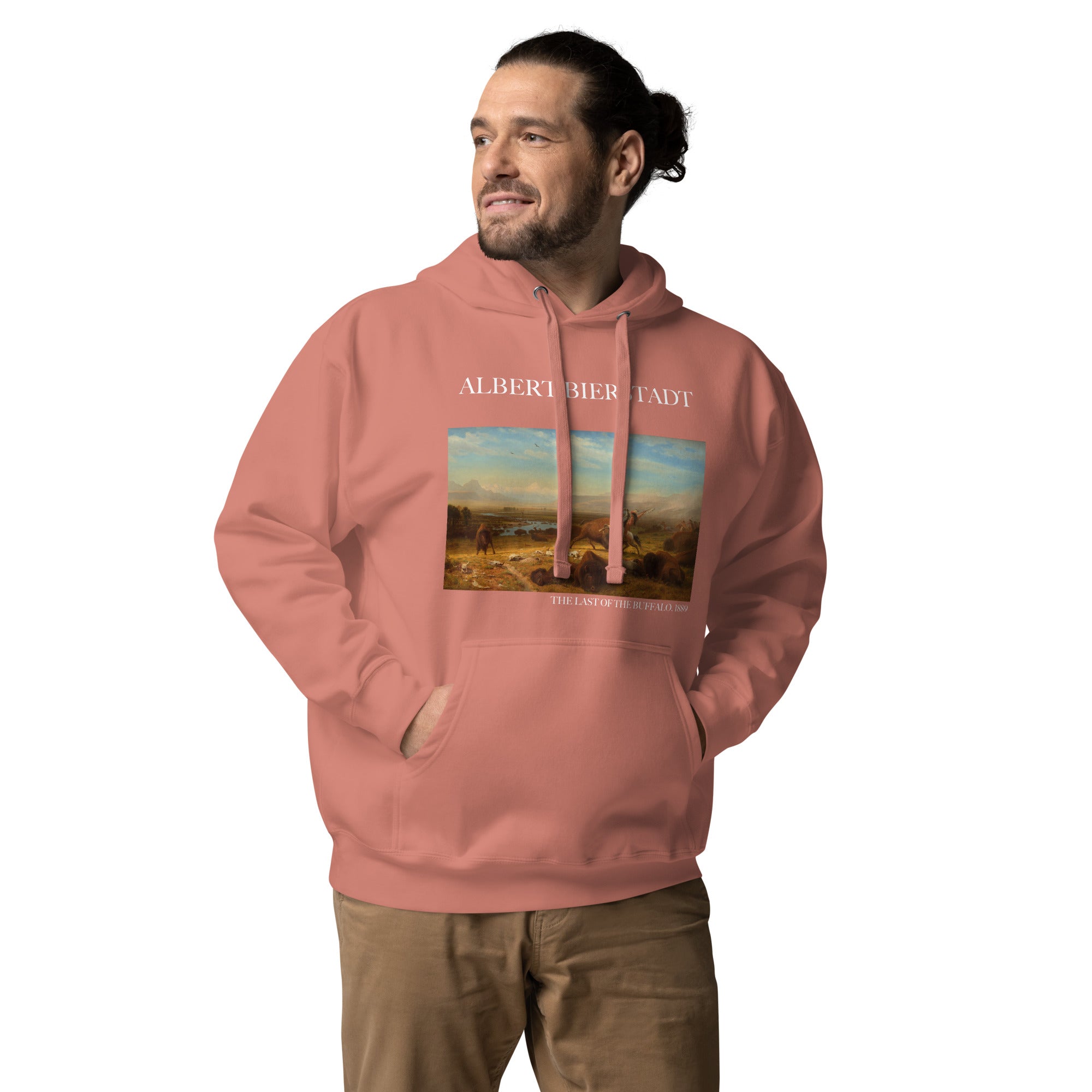 Kapuzenpullover mit berühmtem Gemälde „The Last of the Buffalo“ von Albert Bierstadt | Unisex-Kapuzenpullover mit Premium-Kunstmotiv