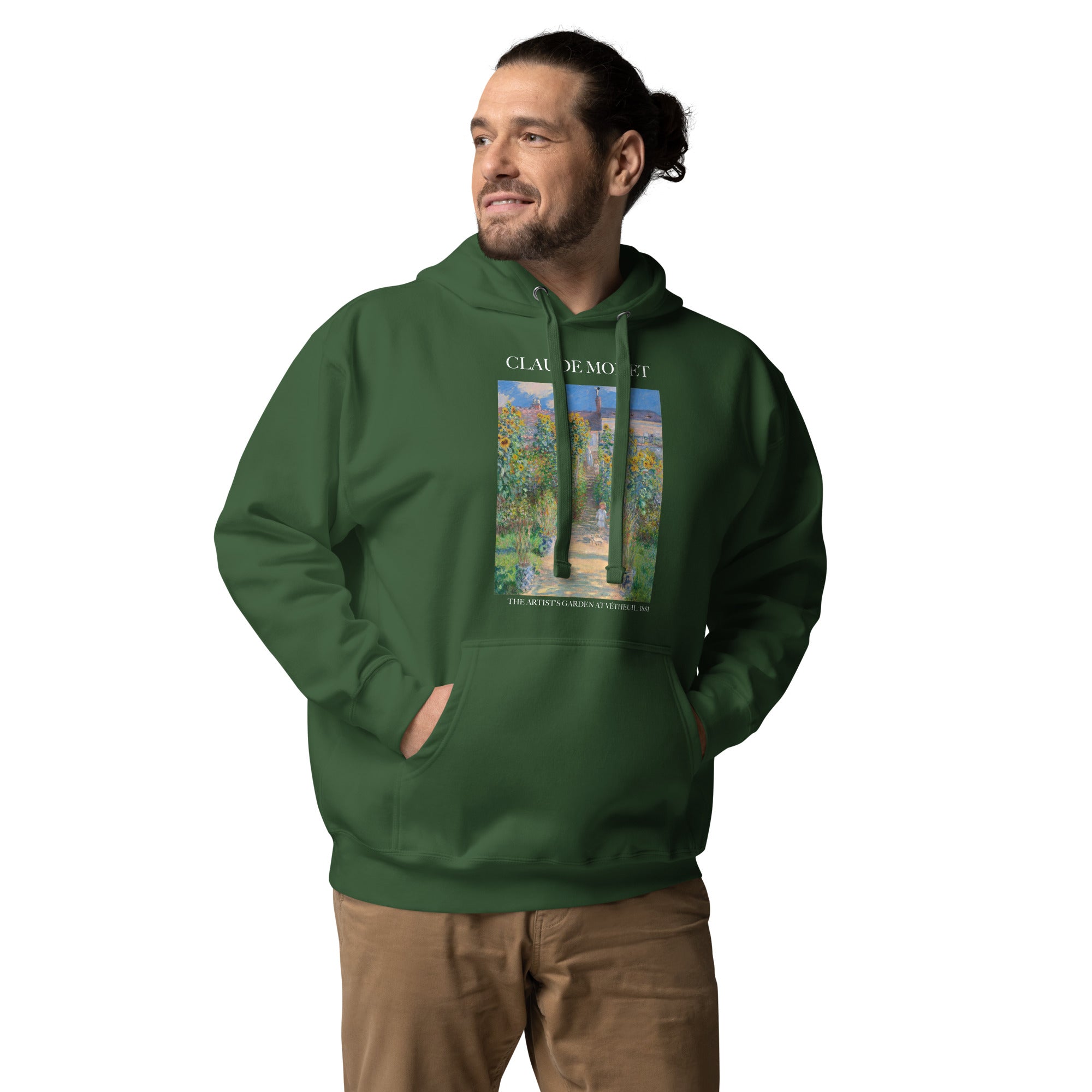 Claude Monet 'The Artist's Garden at Vétheuil' Famous Painting Hoodie | Unisex Premium Art Hoodie