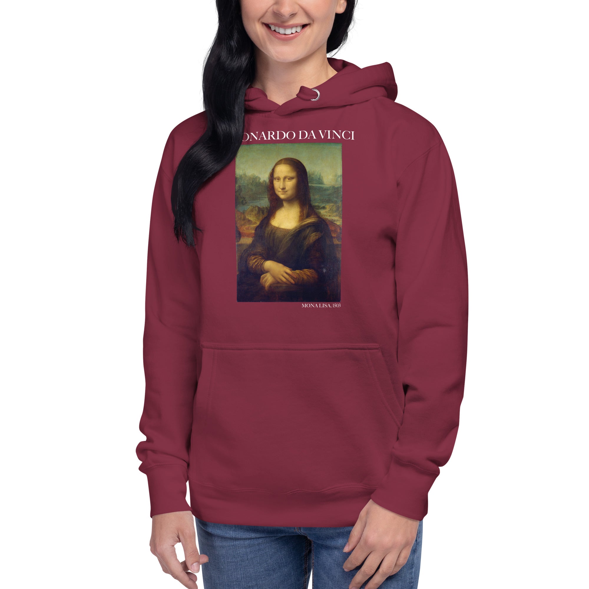 Kapuzenpullover mit berühmtem Gemälde „Mona Lisa“ von Leonardo da Vinci | Unisex-Kapuzenpullover mit Premium-Kunstmotiv