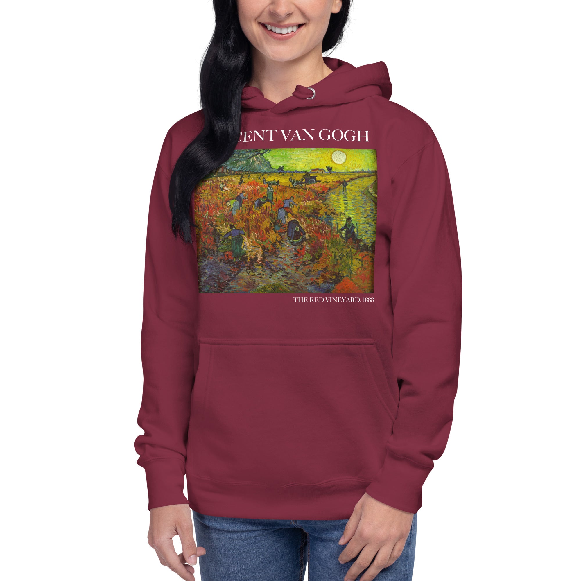 Kapuzenpullover mit berühmtem Gemälde „Der rote Weinberg“ von Vincent van Gogh | Unisex-Kapuzenpullover mit Premium-Kunstmotiv