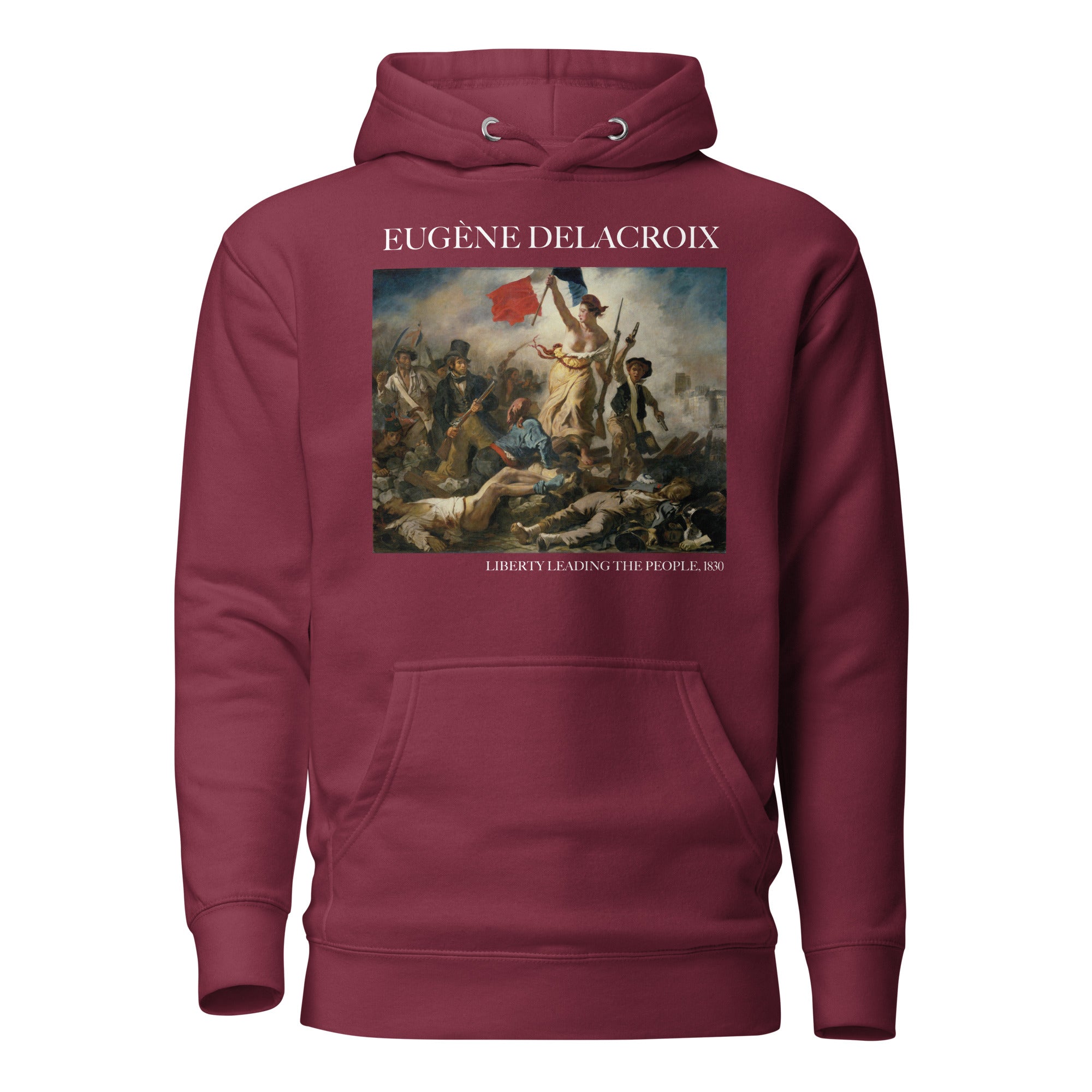 Kapuzenpullover mit berühmtem Gemälde „Die Freiheit führt das Volk“ von Eugène Delacroix | Unisex-Kunst-Kapuzenpullover