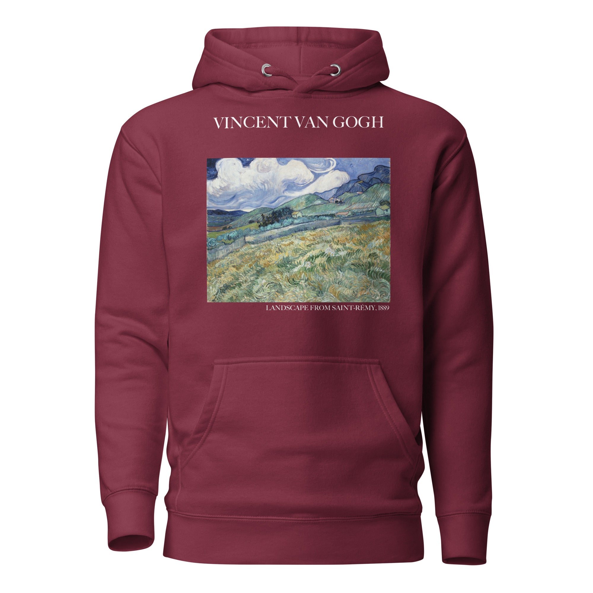 Kapuzenpullover mit berühmtem Gemälde „Landschaft von Saint-Rémy“ von Vincent van Gogh | Unisex-Kapuzenpullover mit Premium-Kunstmotiv