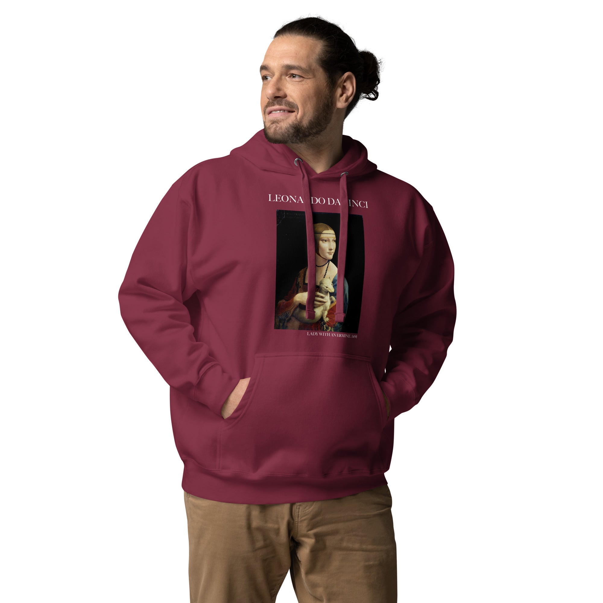 Kapuzenpullover mit berühmtem Gemälde „Die Dame mit dem Hermelin“ von Leonardo da Vinci | Unisex-Kapuzenpullover mit Premium-Kunstmotiv