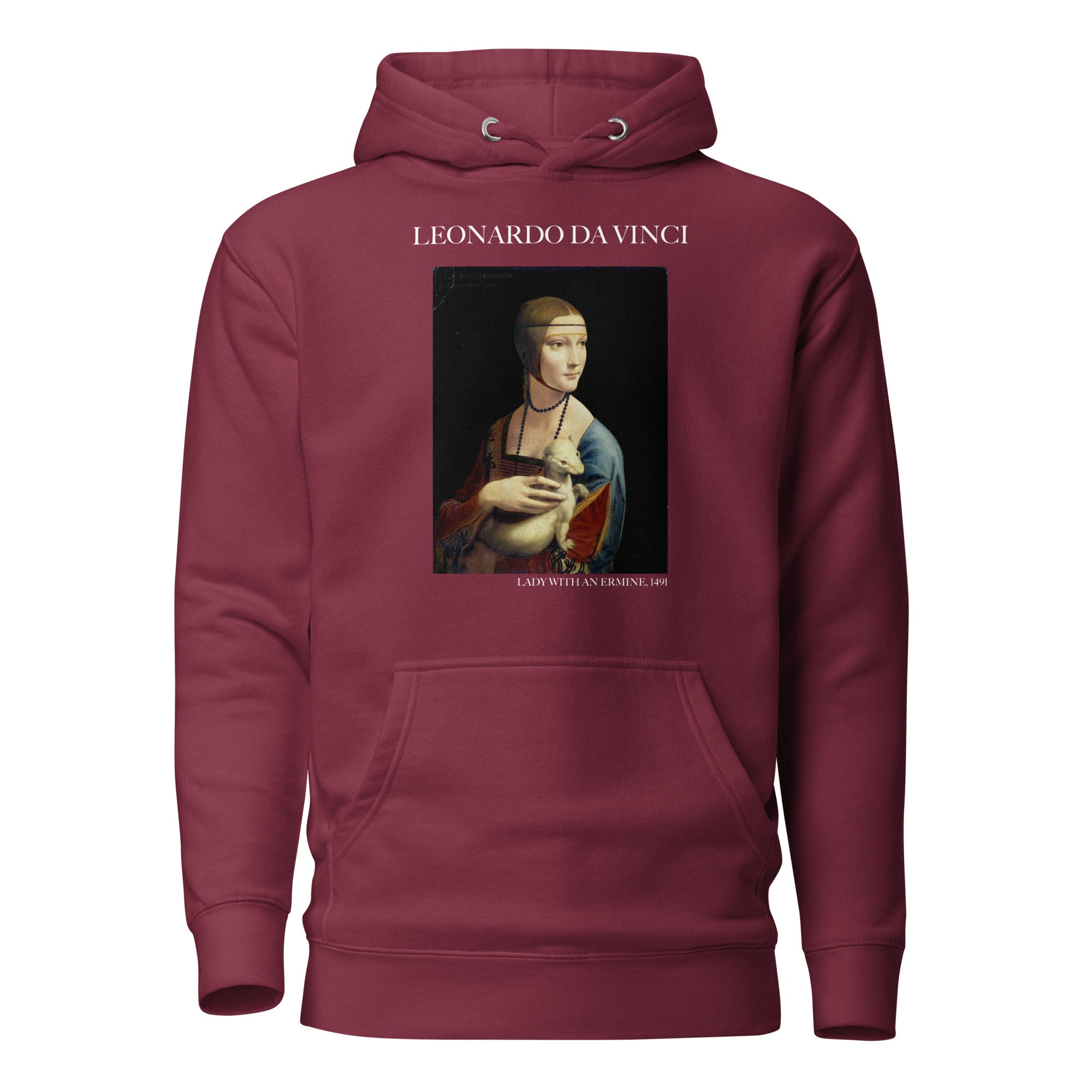 Kapuzenpullover mit berühmtem Gemälde „Die Dame mit dem Hermelin“ von Leonardo da Vinci | Unisex-Kapuzenpullover mit Premium-Kunstmotiv