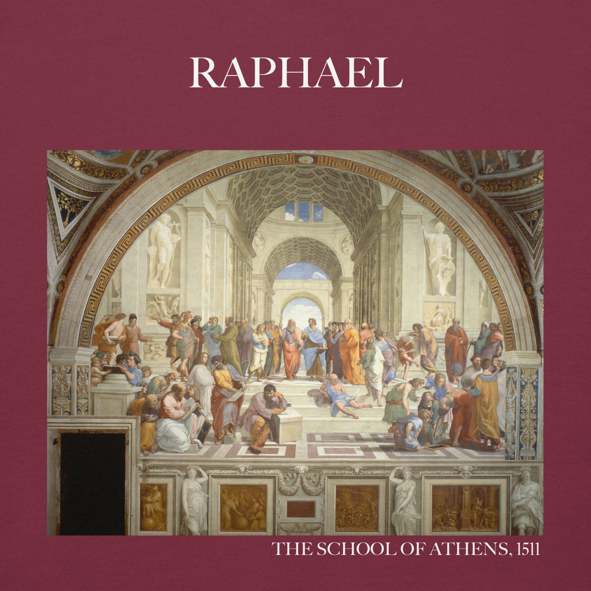 Kapuzenpullover mit berühmtem Gemälde „Die Schule von Athen“ von Raphael | Unisex-Kunst-Kapuzenpullover