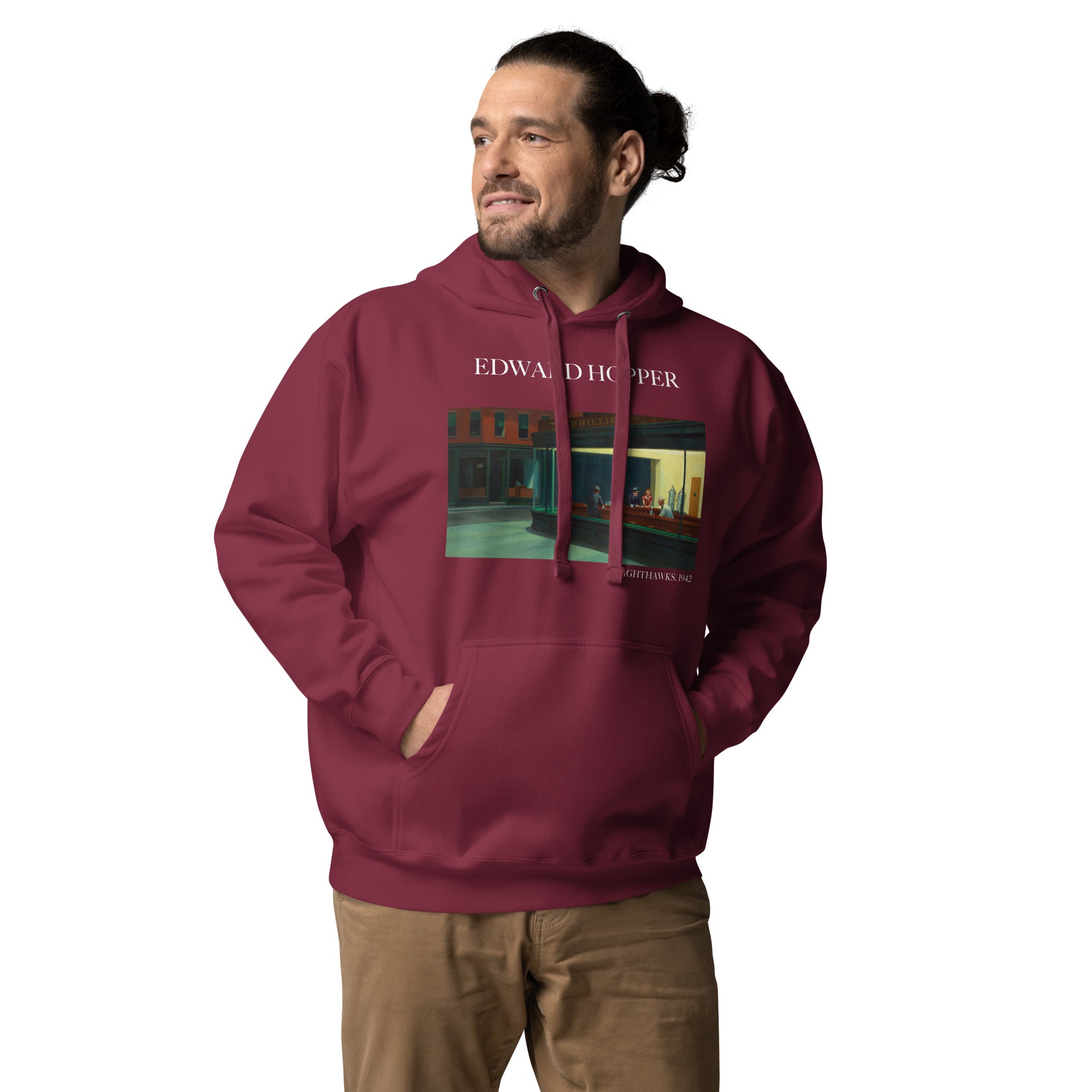 Edward Hopper 'Nighthawks' Famous Painting Hoodie | Unisex Premium Art Hoodie