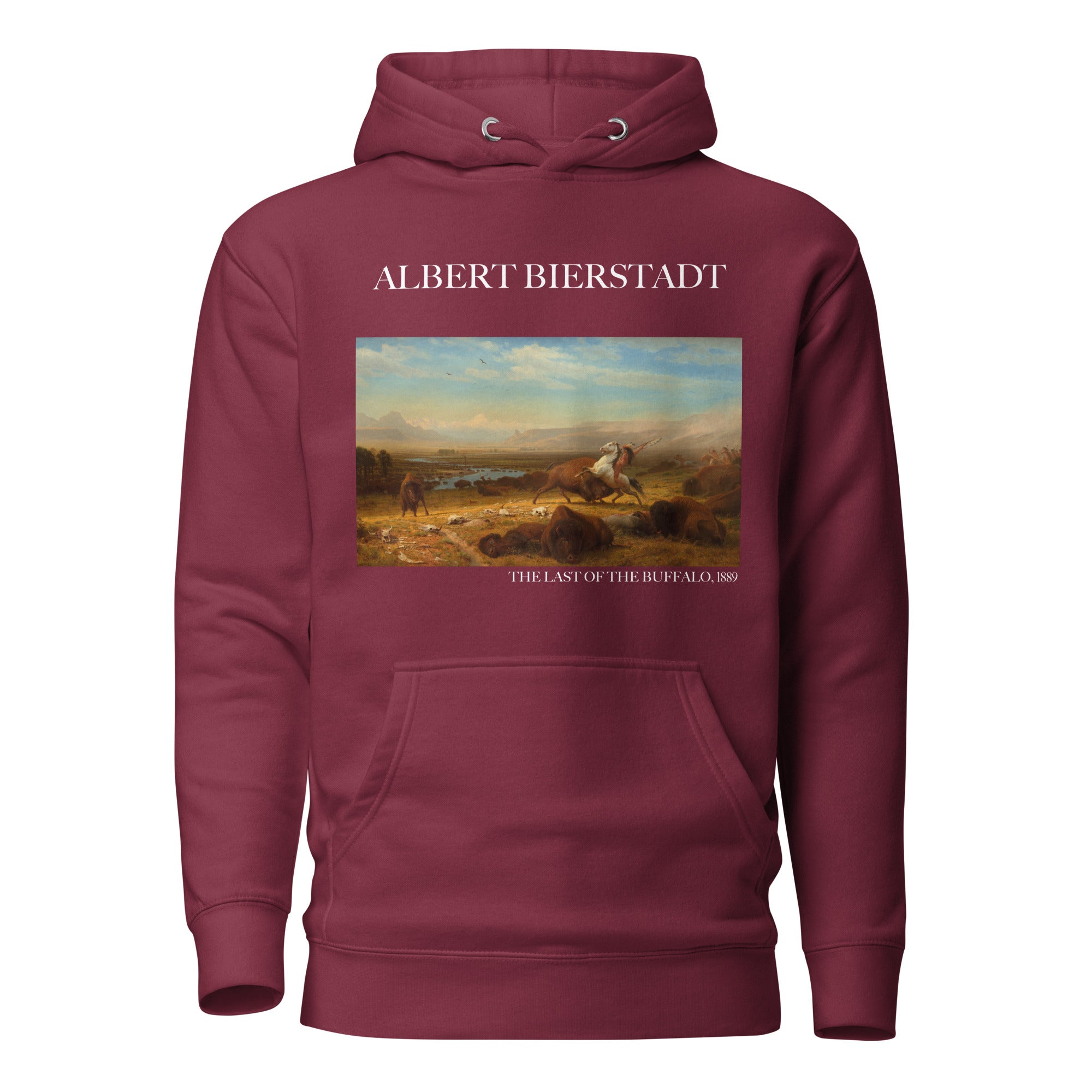 Kapuzenpullover mit berühmtem Gemälde „The Last of the Buffalo“ von Albert Bierstadt | Unisex-Kapuzenpullover mit Premium-Kunstmotiv