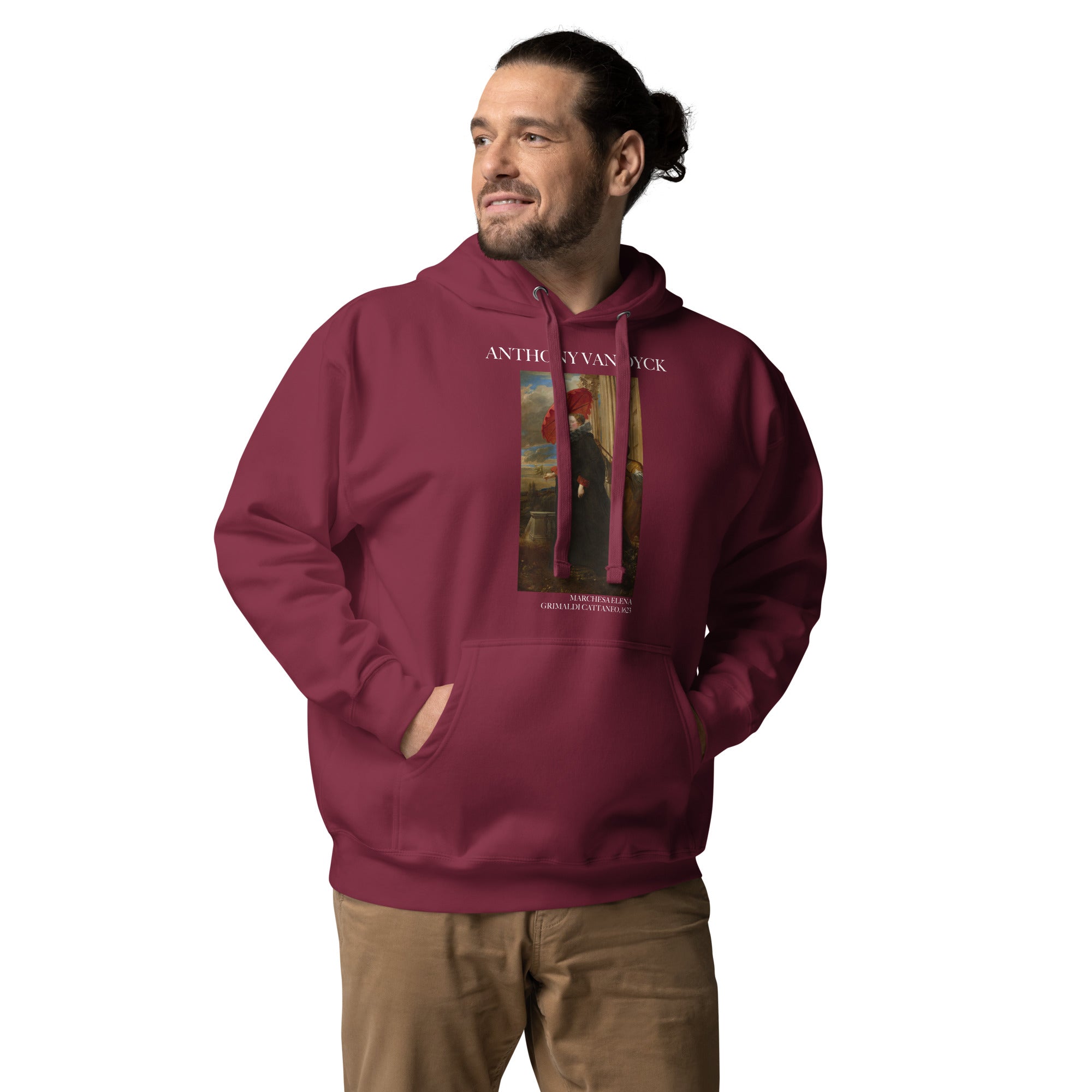 Kapuzenpullover mit berühmtem Gemälde „Marchesa Elena Grimaldi Cattaneo“ von Sir Anthony van Dyck | Unisex-Kapuzenpullover mit Premium-Kunstmotiv