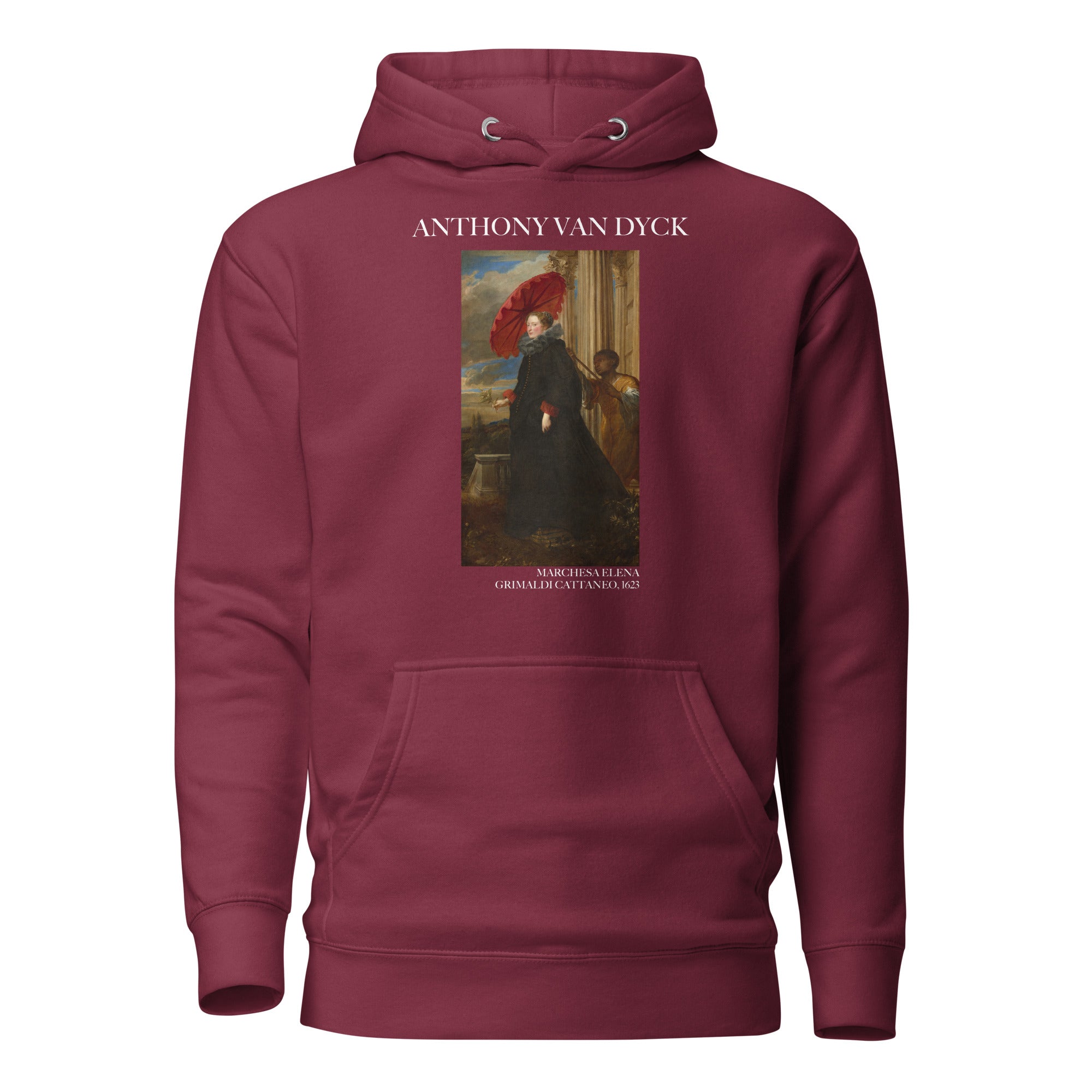 Kapuzenpullover mit berühmtem Gemälde „Marchesa Elena Grimaldi Cattaneo“ von Sir Anthony van Dyck | Unisex-Kapuzenpullover mit Premium-Kunstmotiv