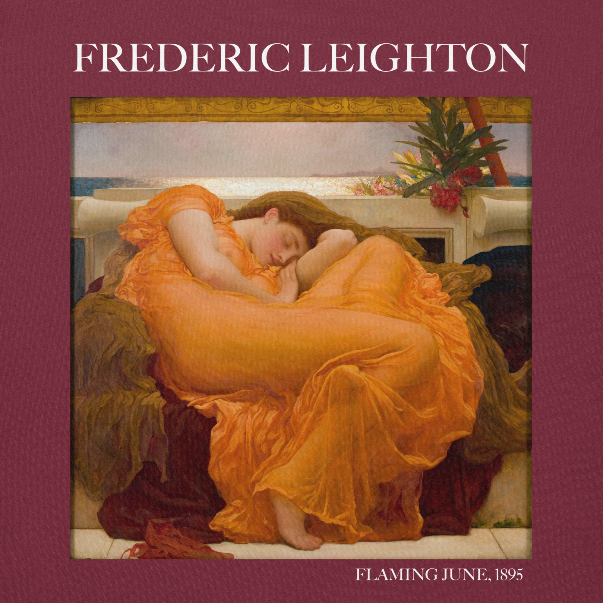 Kapuzenpullover mit berühmtem Gemälde „Flaming June“ von Frederic Leighton | Unisex-Kapuzenpullover mit Premium-Kunstmotiv