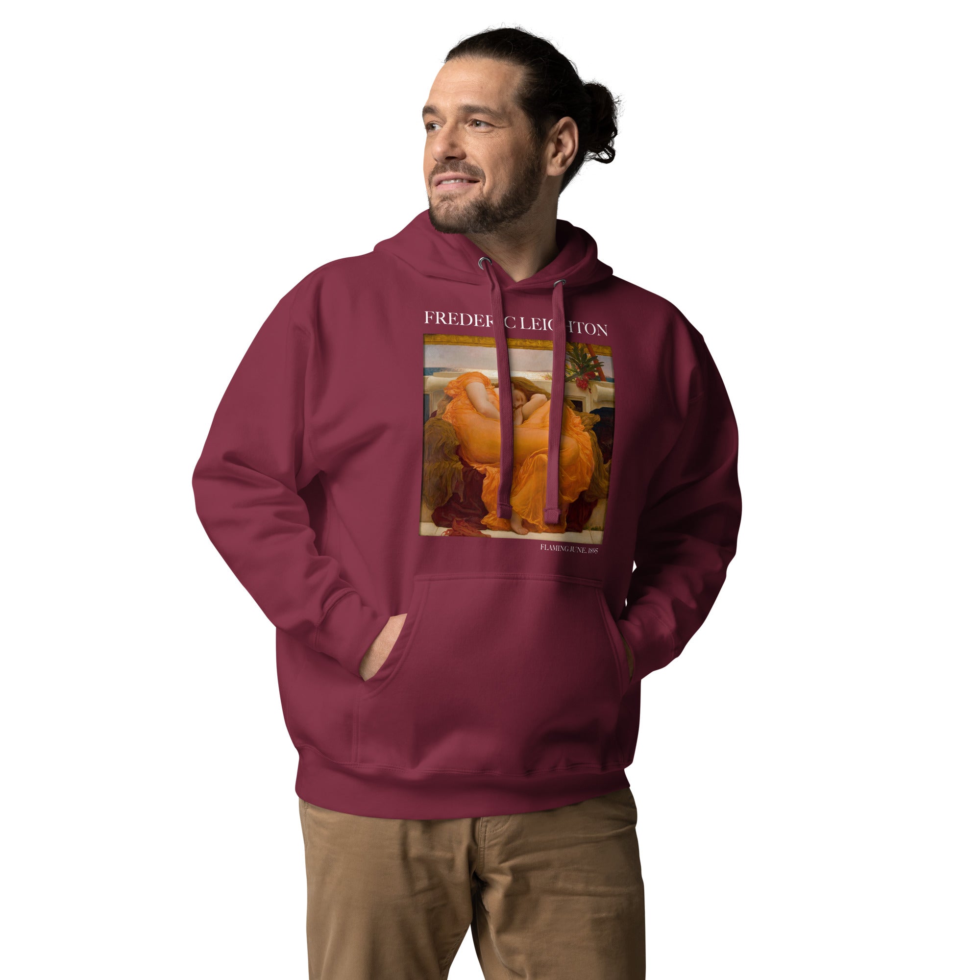 Kapuzenpullover mit berühmtem Gemälde „Flaming June“ von Frederic Leighton | Unisex-Kapuzenpullover mit Premium-Kunstmotiv