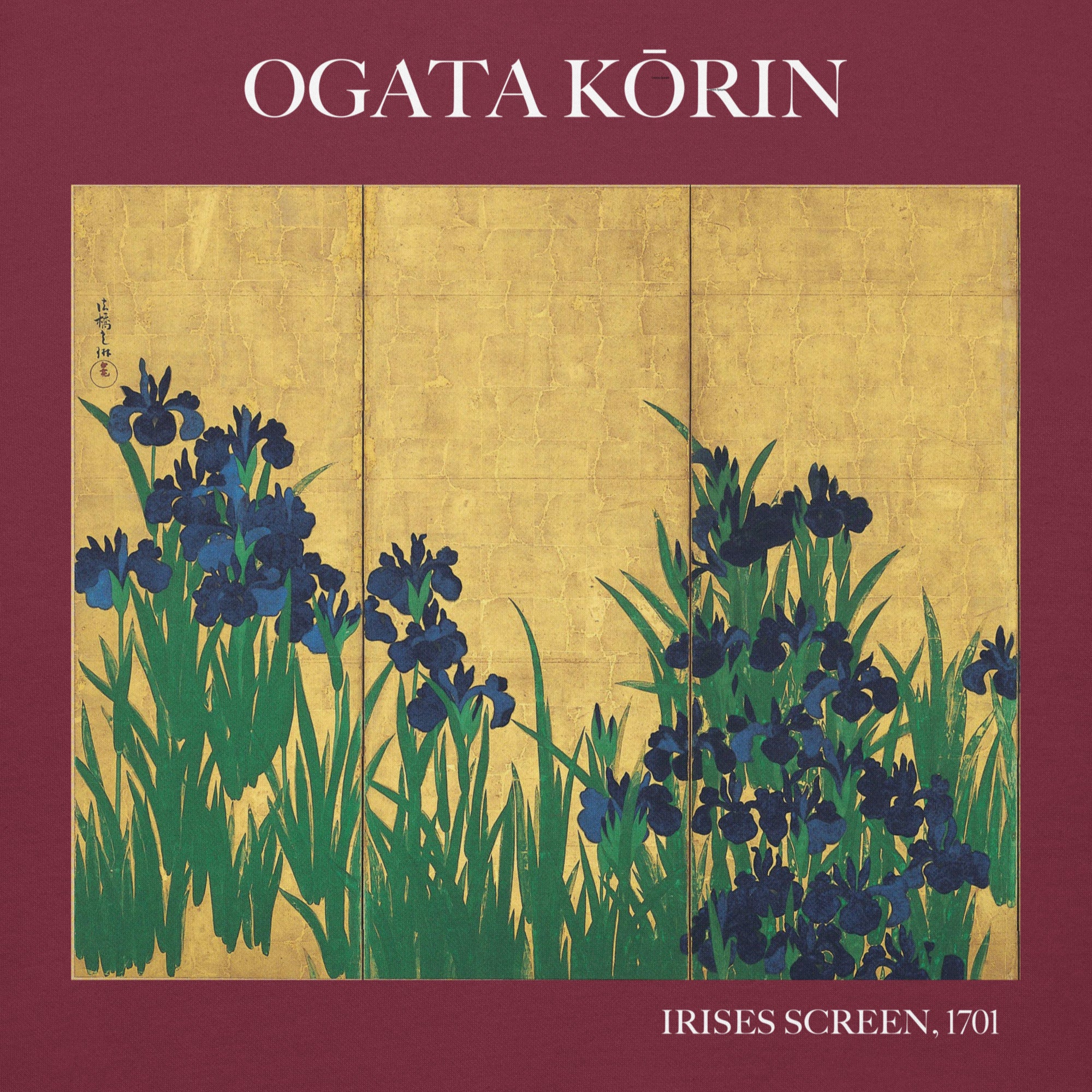Ogata Kōrin 'Irises Screen' Famous Painting Hoodie | Unisex Premium Art Hoodie