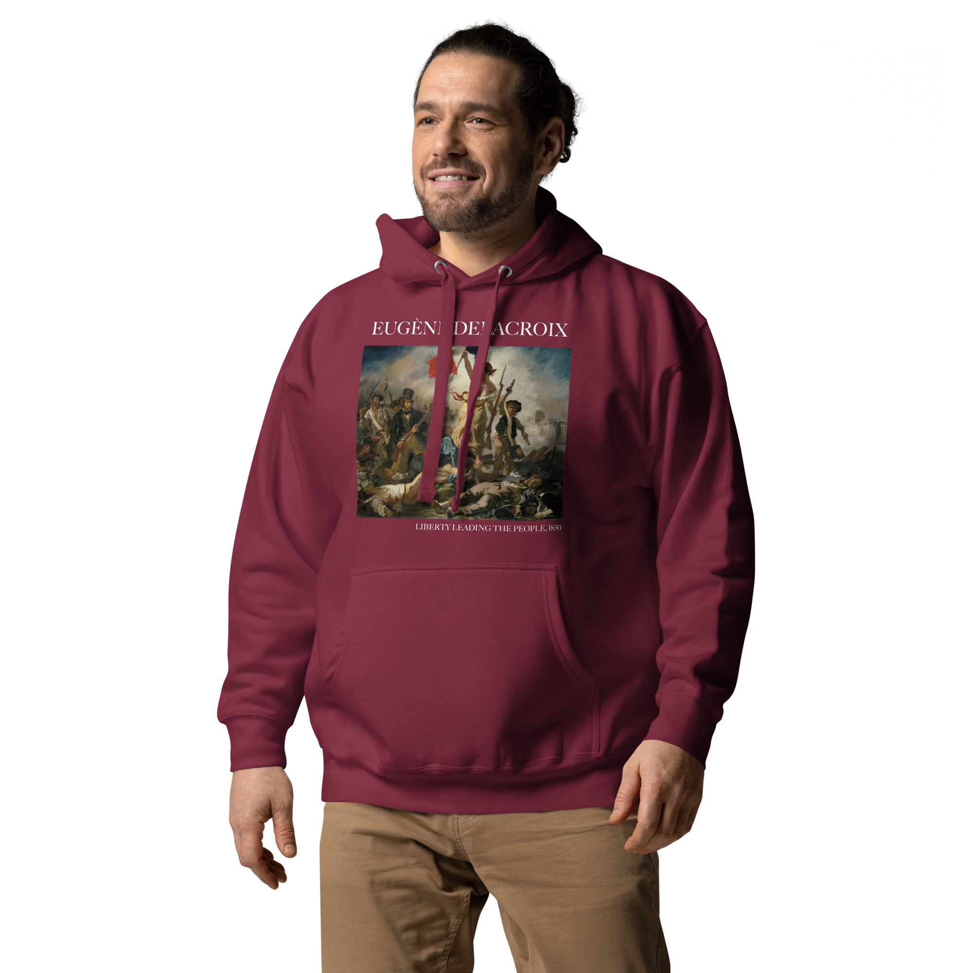 Kapuzenpullover mit berühmtem Gemälde „Die Freiheit führt das Volk“ von Eugène Delacroix | Unisex-Kunst-Kapuzenpullover